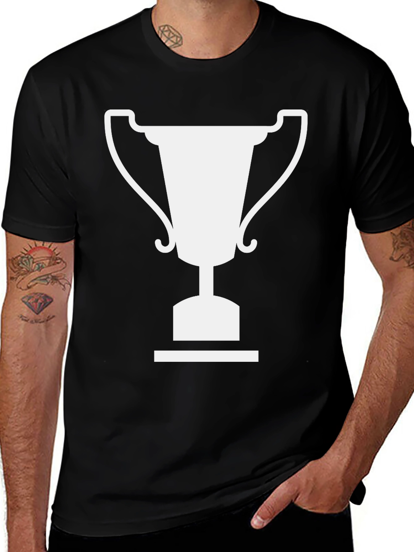 Winners Trophy Graphic Tee - Black Cotton T-Shirt