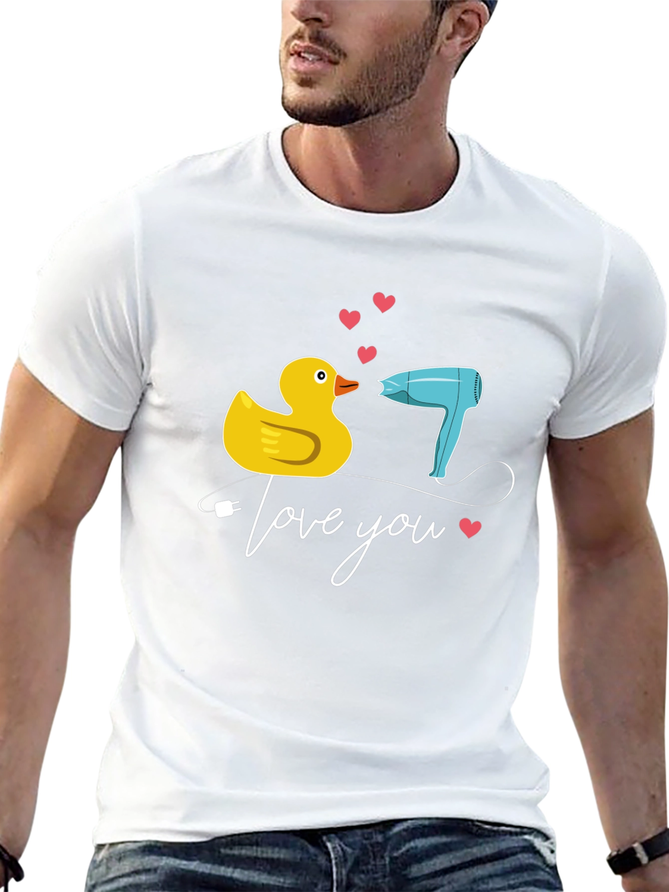 Duck & Hair Dryer Love You Black T-Shirt