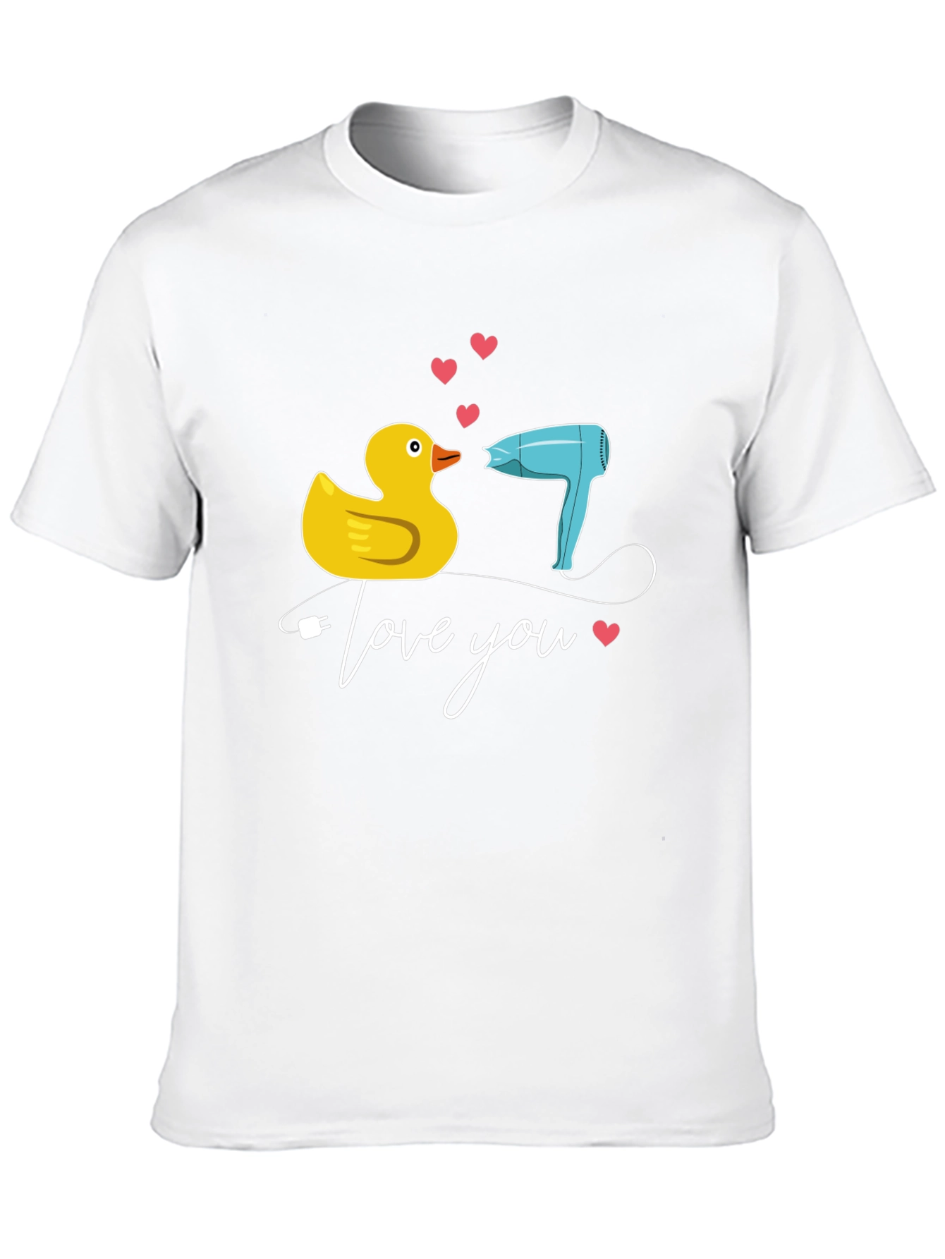 Duck & Hair Dryer Love You Black T-Shirt