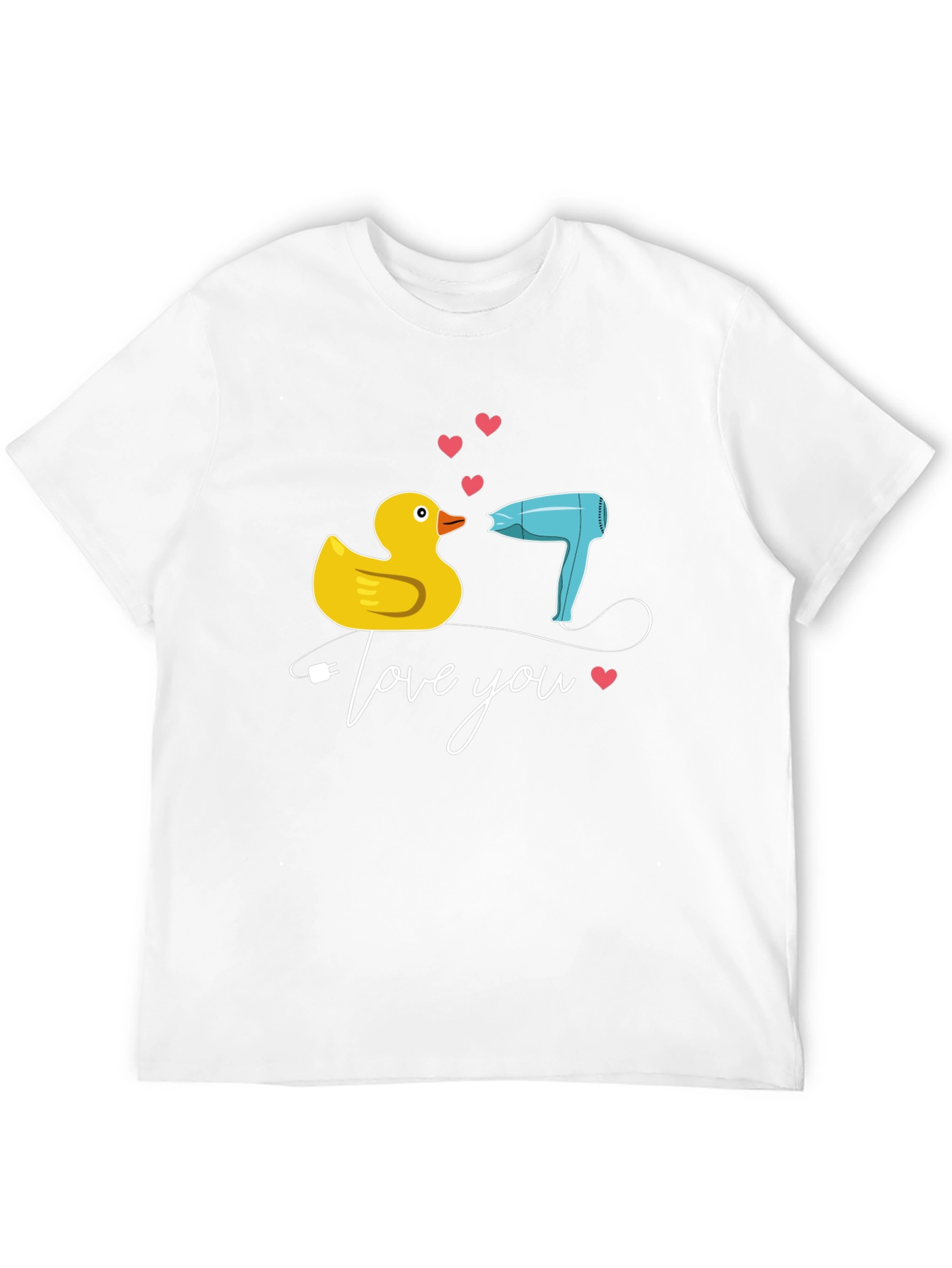 Duck & Hair Dryer Love You Black T-Shirt