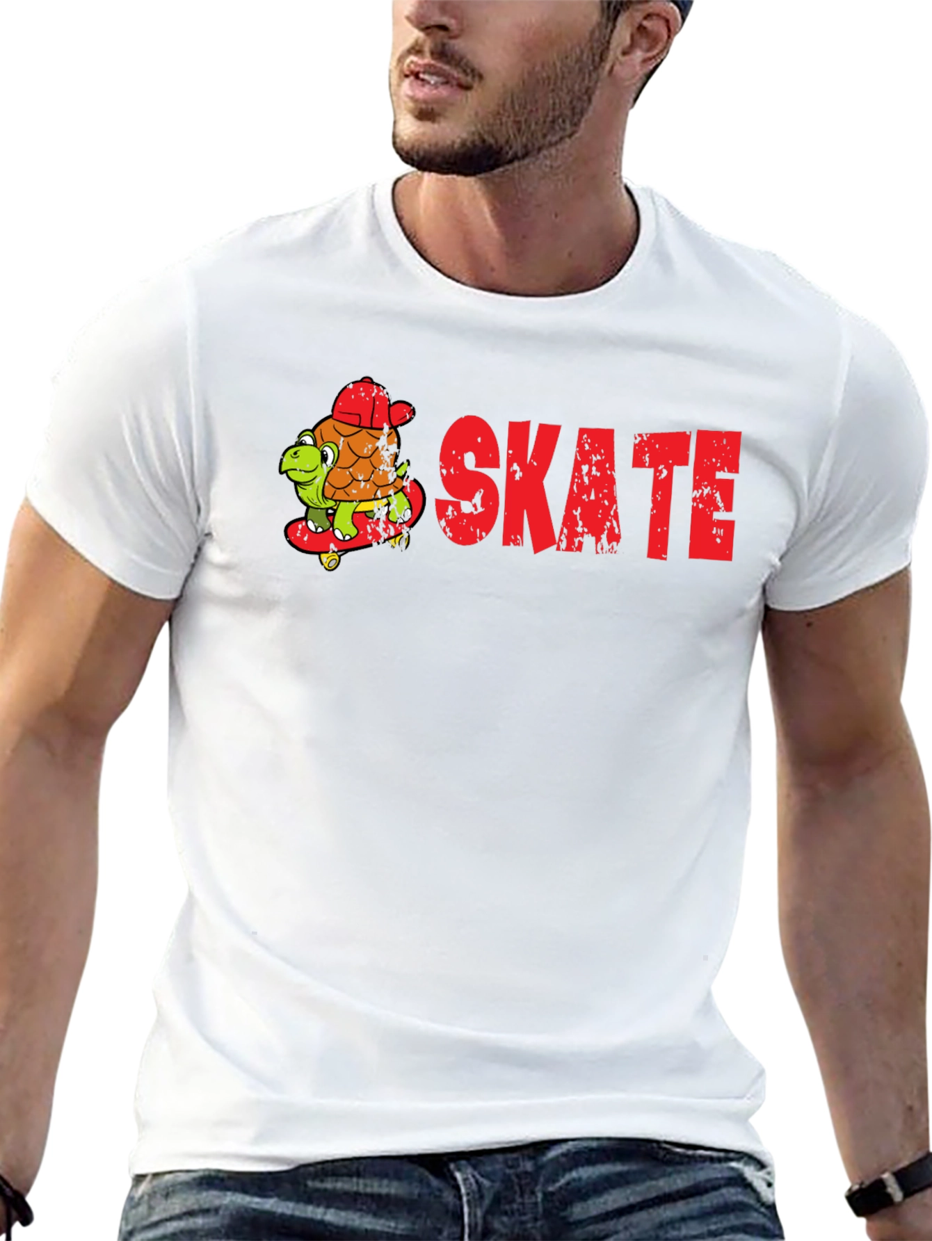 Skateboarding Turtle Graphic T-Shirt