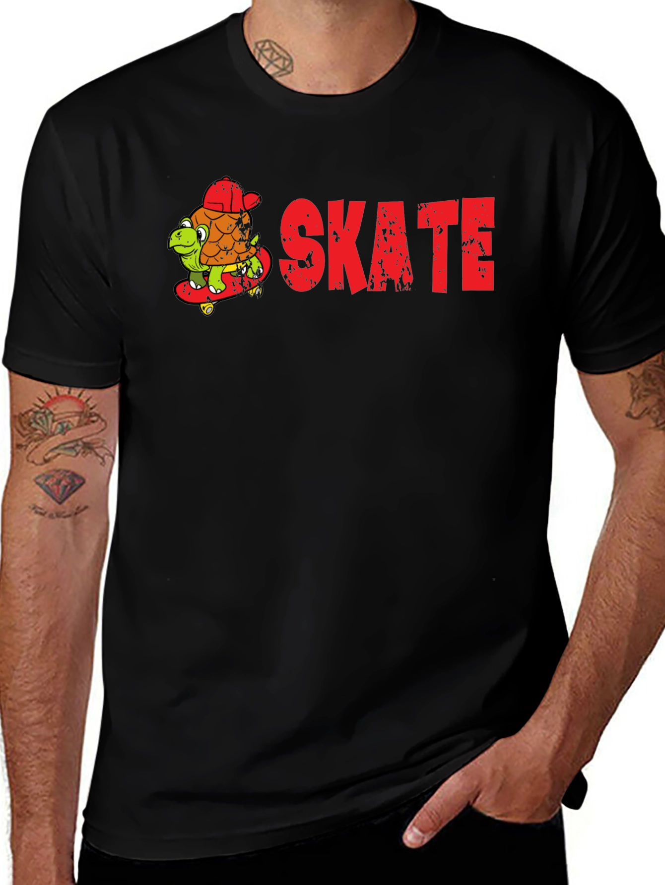 Skateboarding Turtle Graphic T-Shirt
