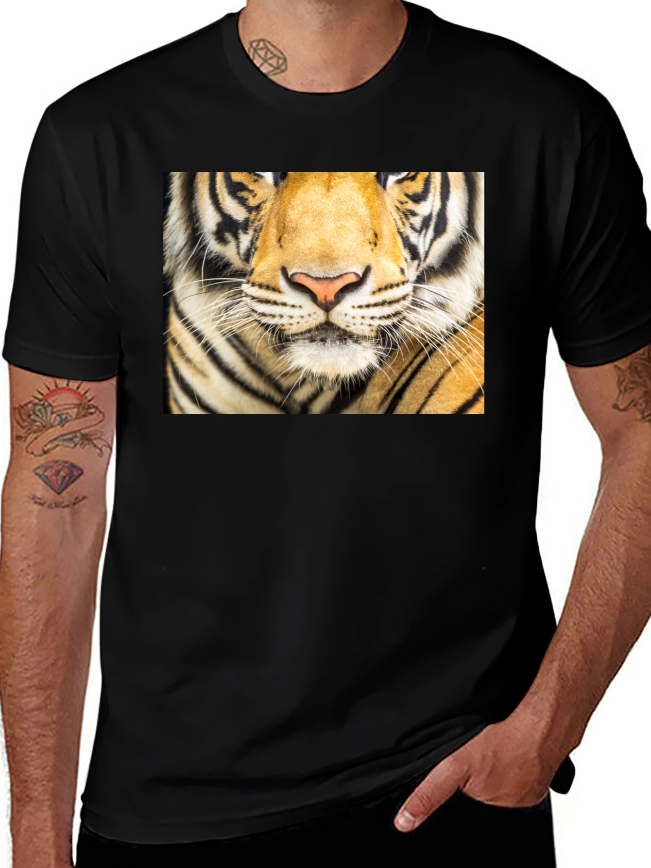 Tiger Face Graphic Black T-Shirt