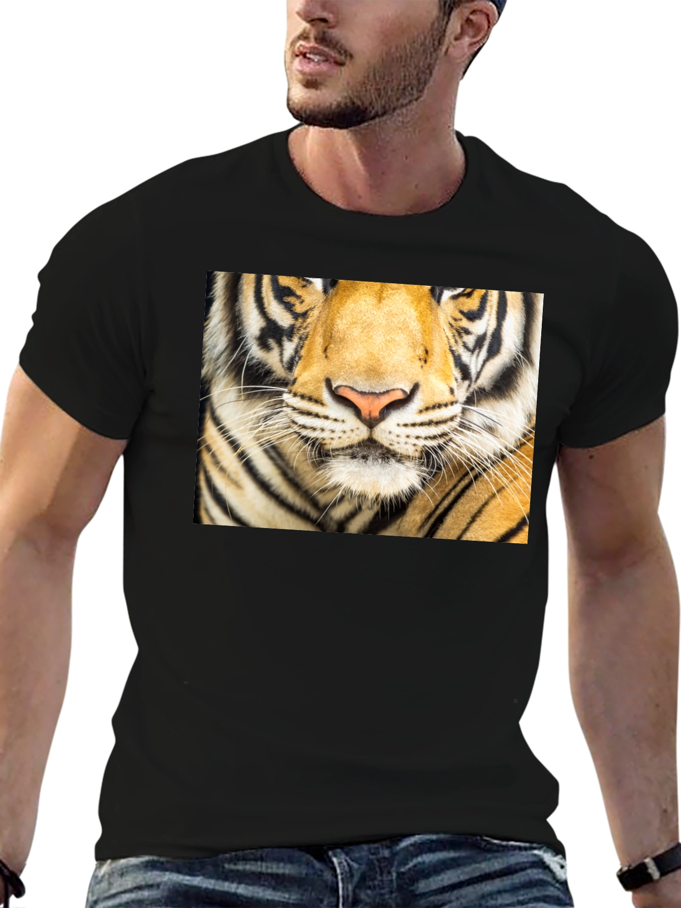 Tiger Face Graphic Black T-Shirt