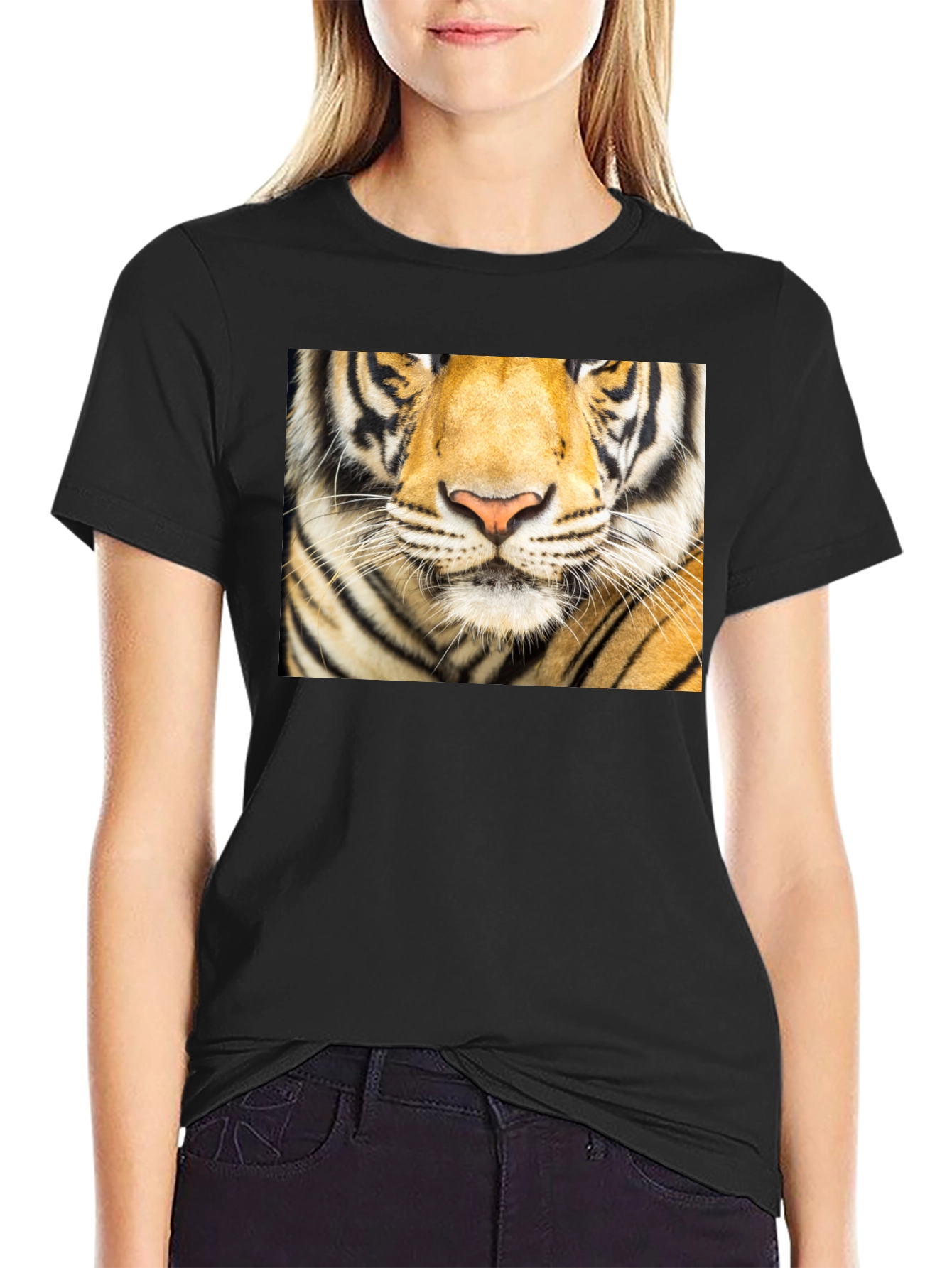 Tiger Face Graphic Black T-Shirt