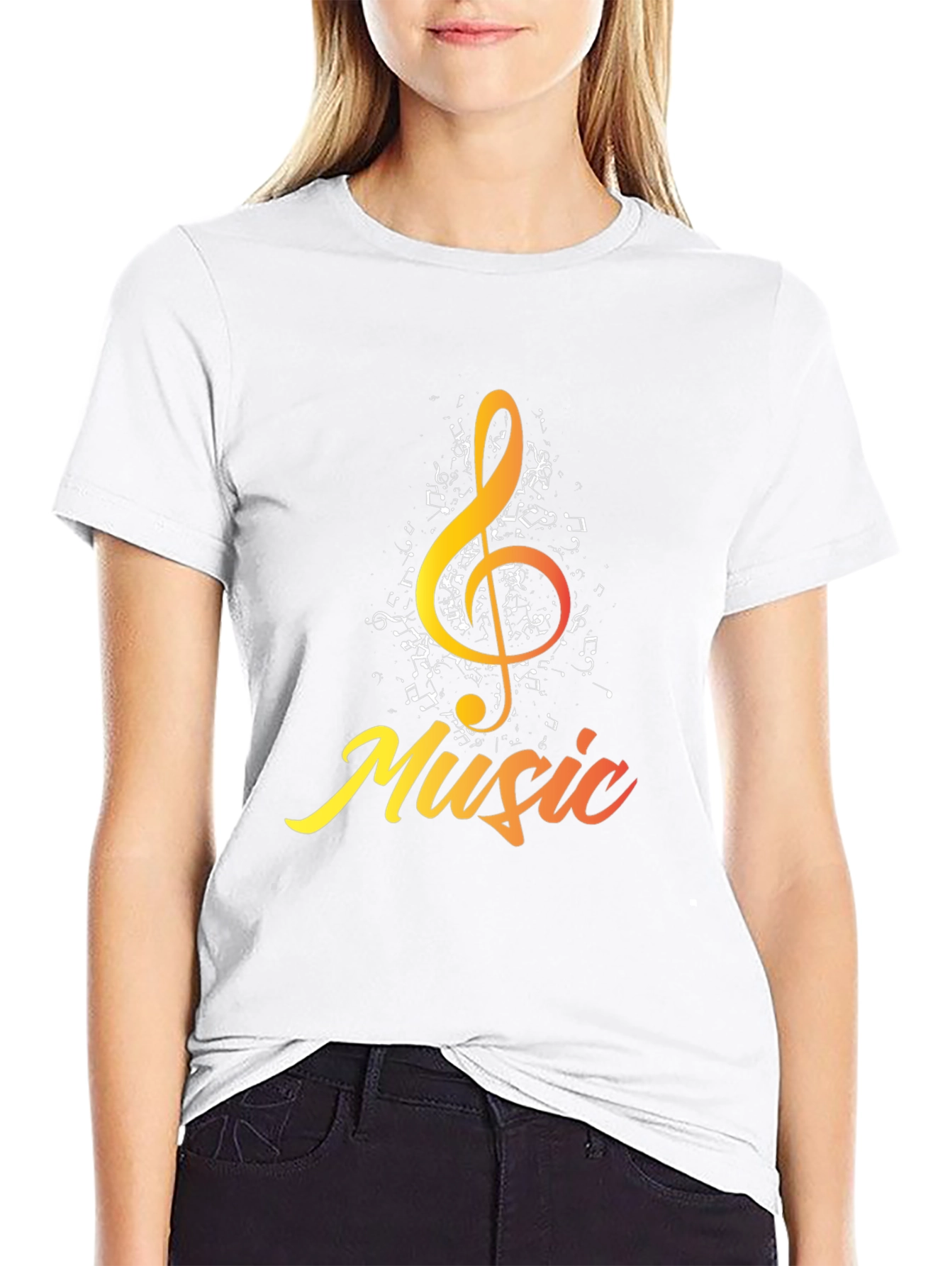 Music Treble Clef Graphic Black T-Shirt