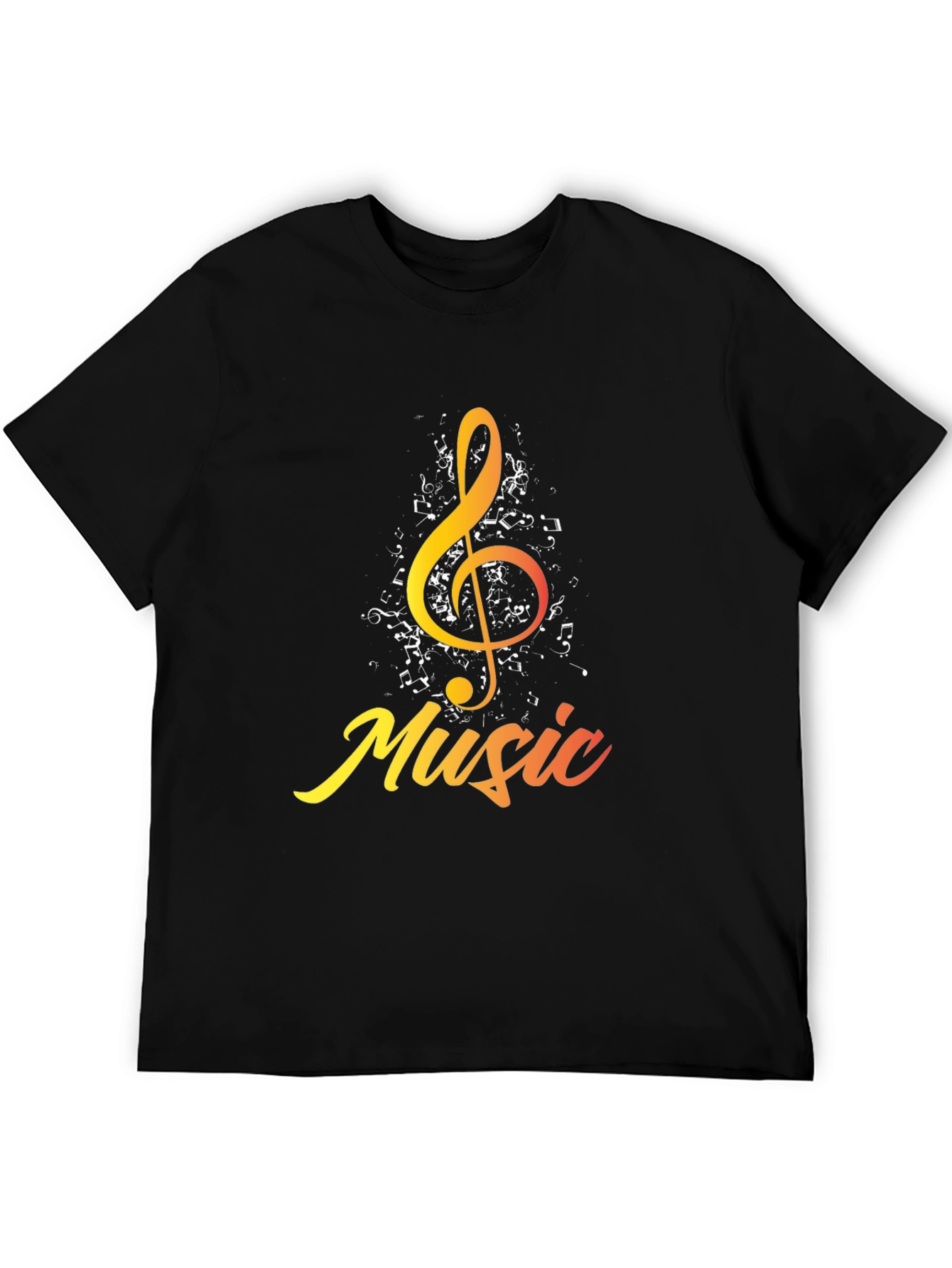 Music Treble Clef Graphic Black T-Shirt