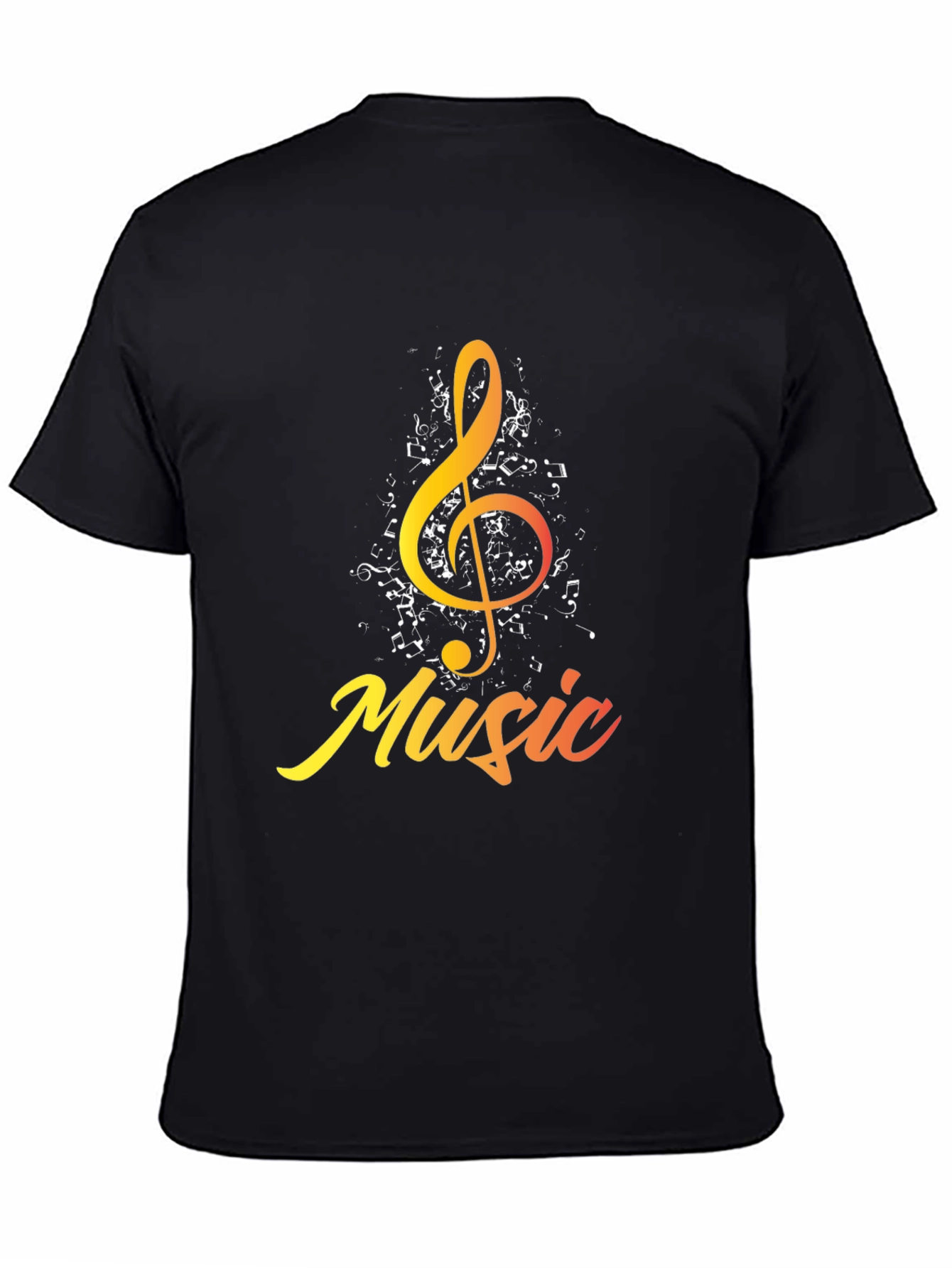 Music Treble Clef Graphic Black T-Shirt