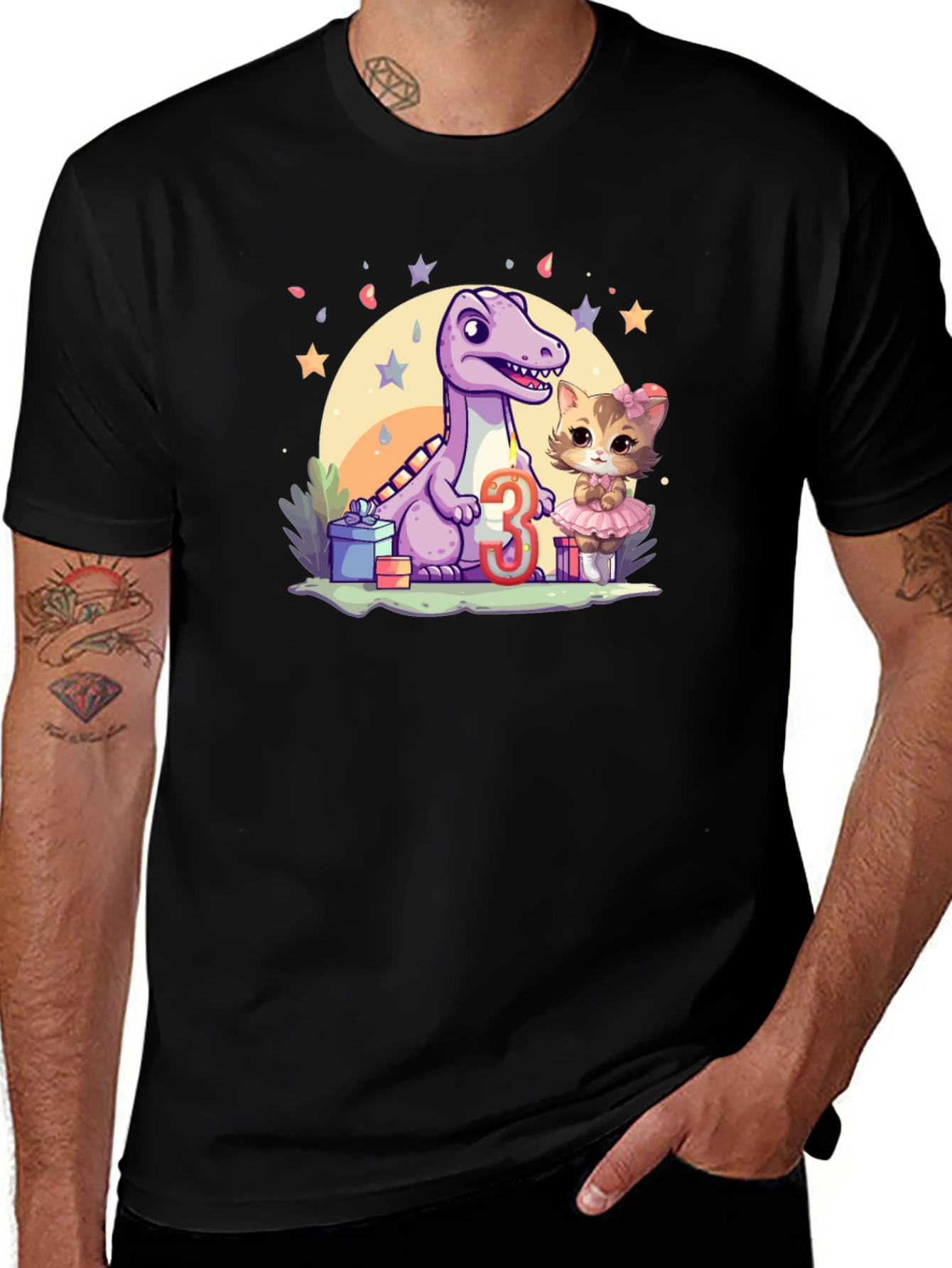 Dino & Kitty 3rd Birthday T-Shirt