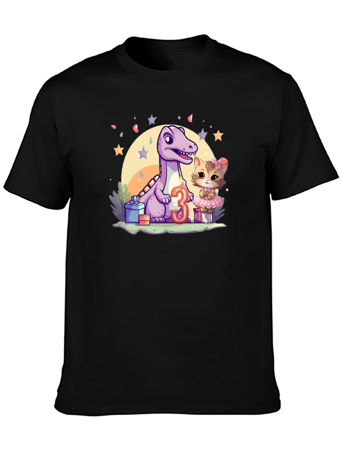 Dino & Kitty 3rd Birthday T-Shirt