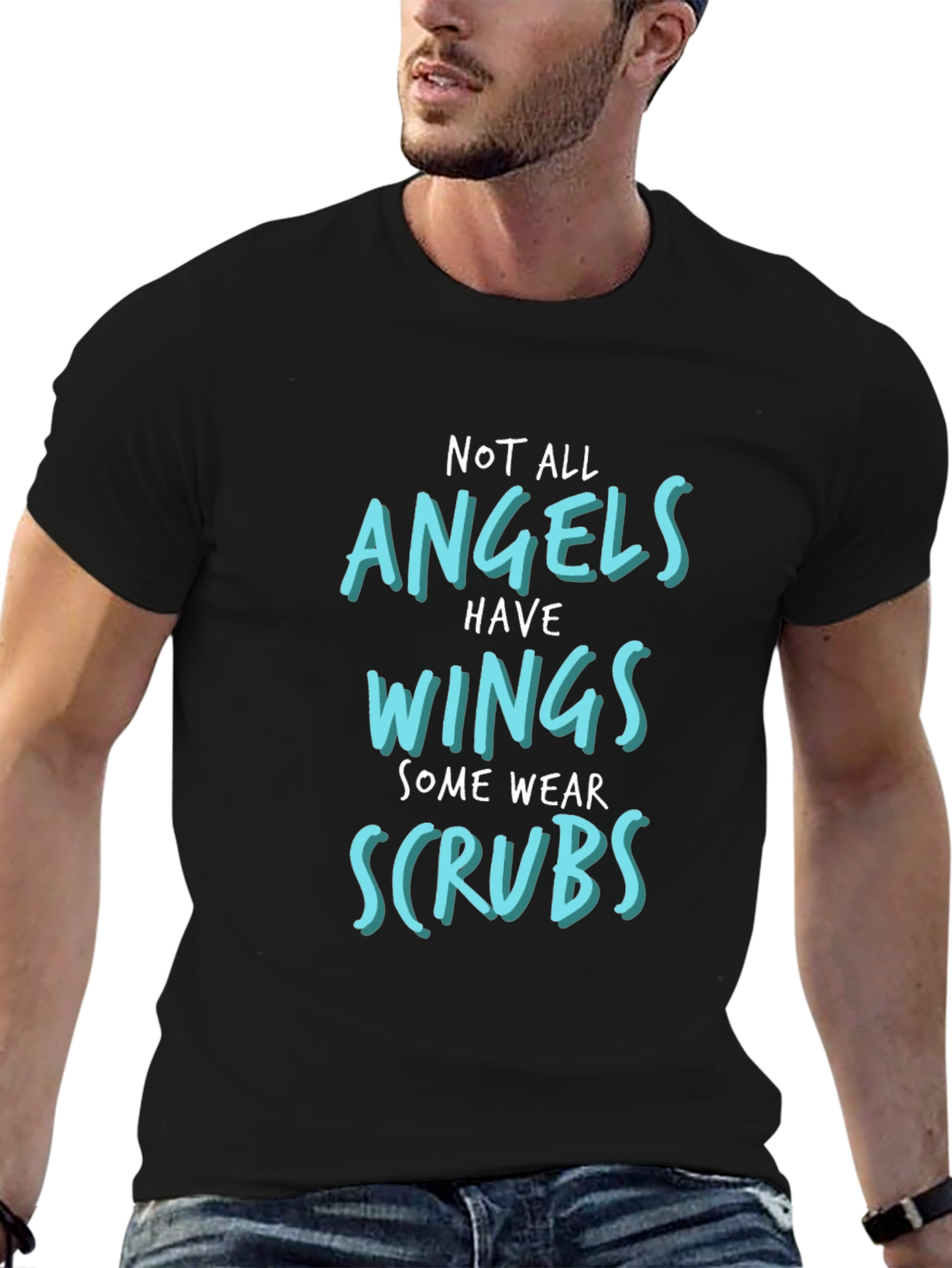 Angels Wear Scrubs Graphic T-Shirt - Black