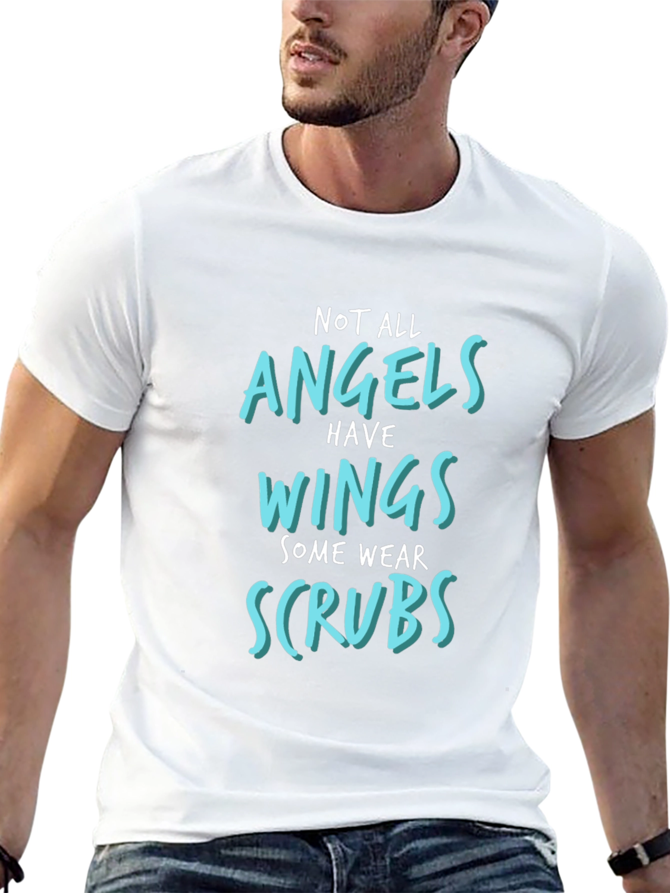 Angels Wear Scrubs Graphic T-Shirt - Black