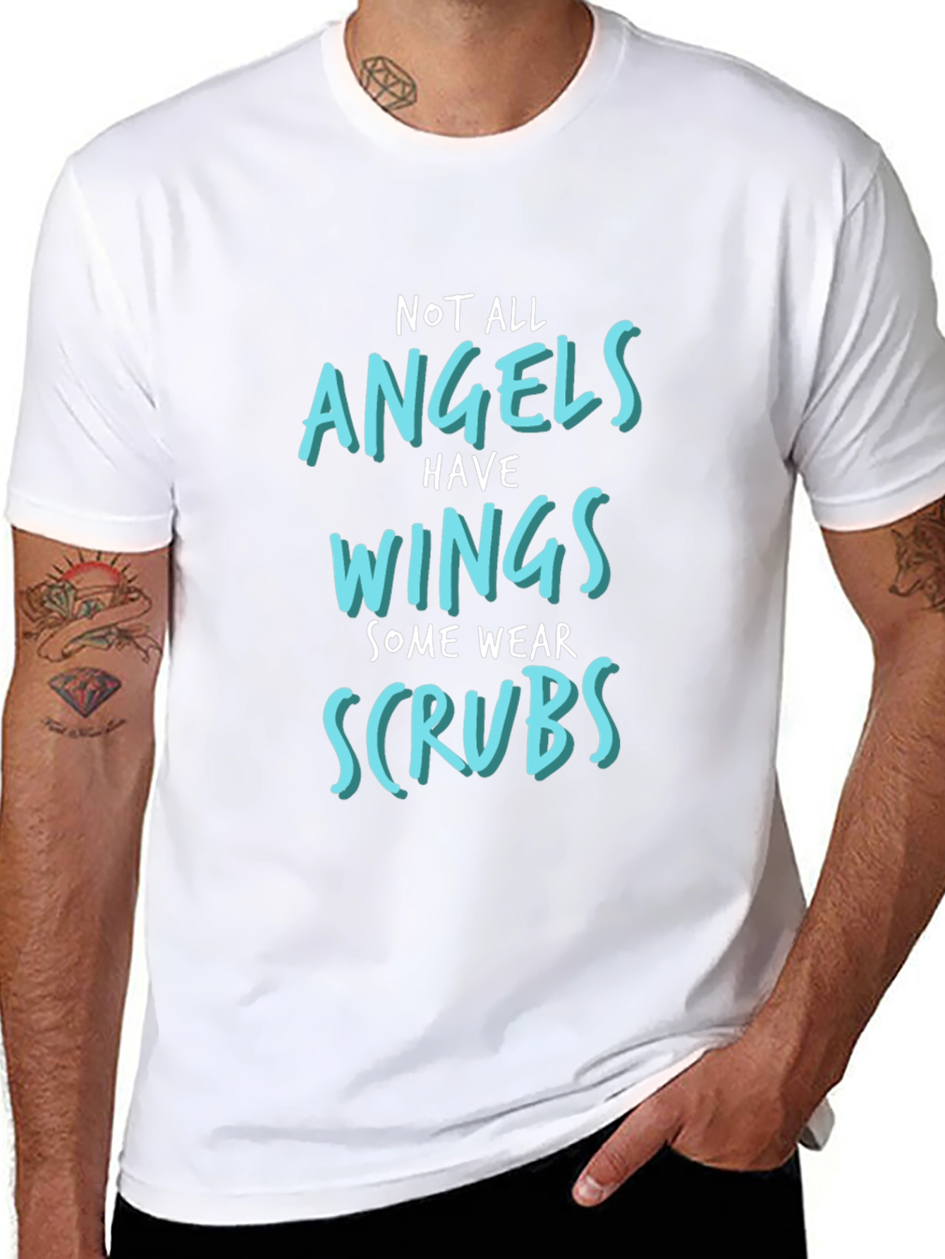 Angels Wear Scrubs Graphic T-Shirt - Black