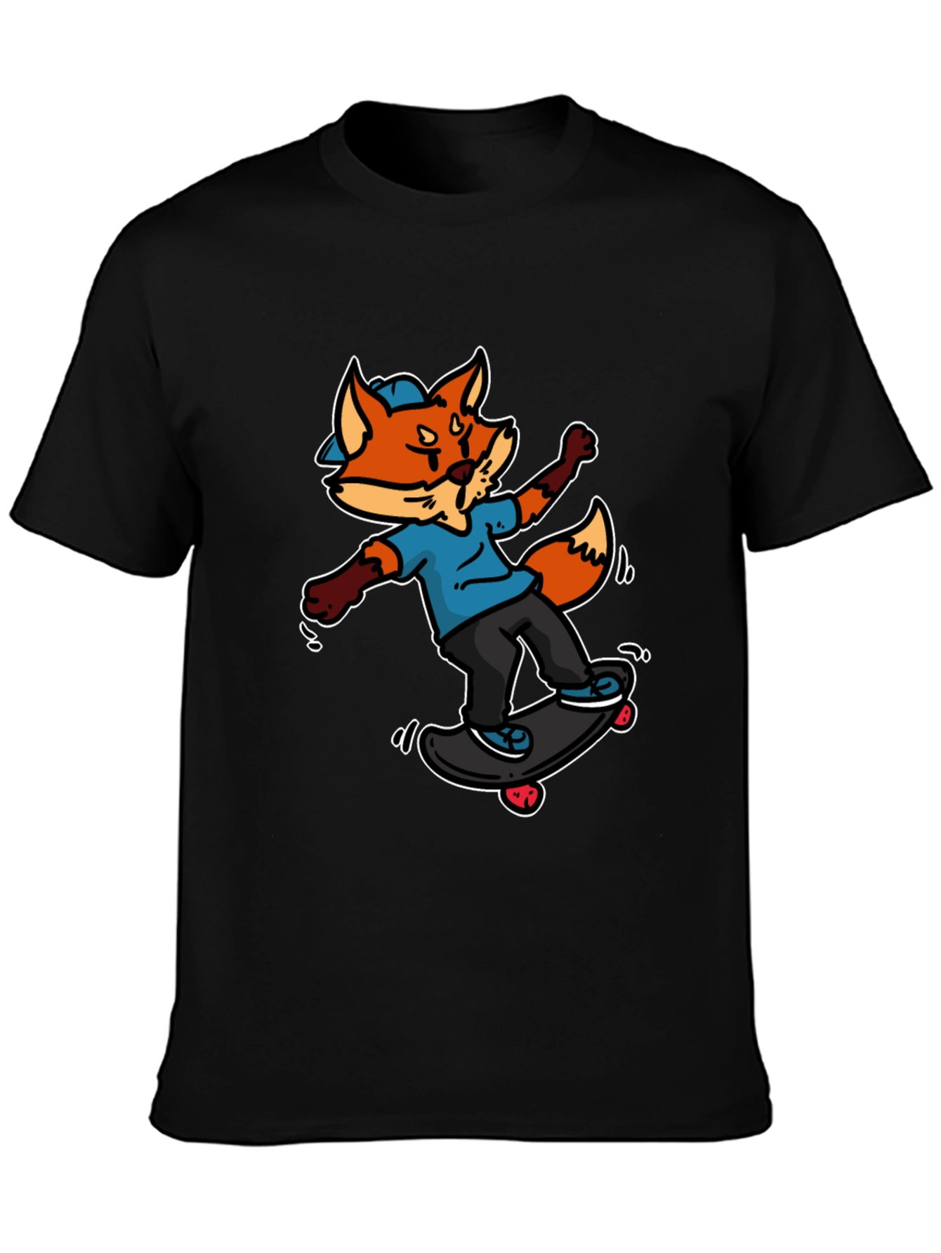 Skateboarding Fox Graphic Tee - Cool Cartoon Design