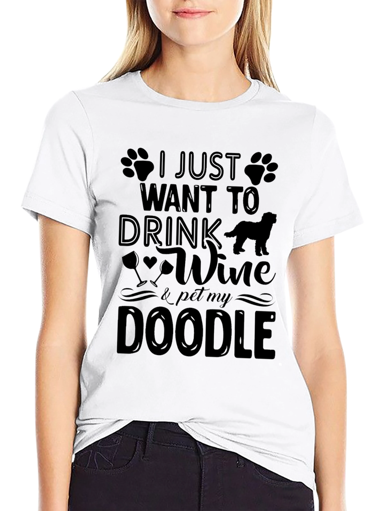 Wine & Doodle Lover Tee - Pet My Doodle