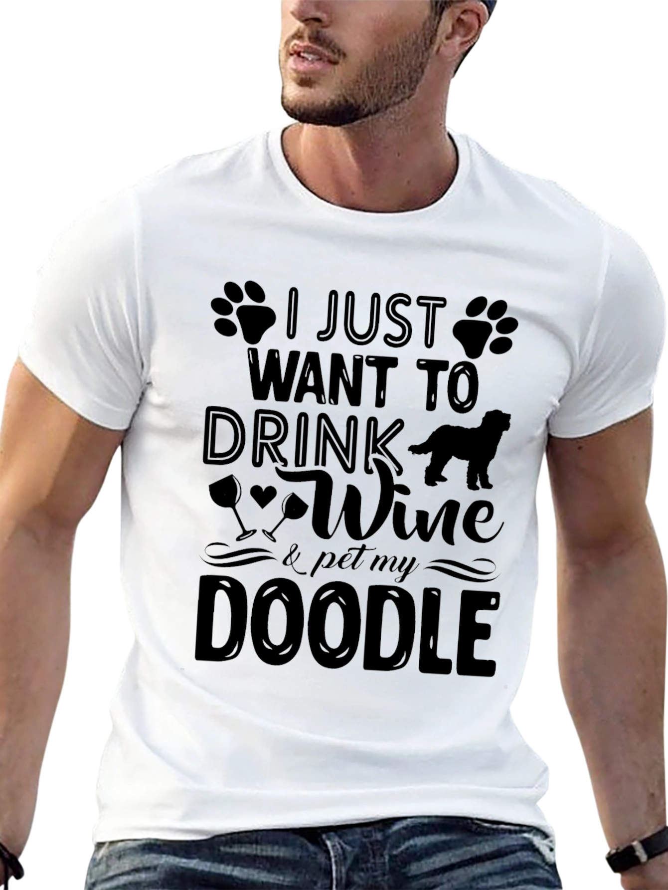 Wine & Doodle Lover Tee - Pet My Doodle
