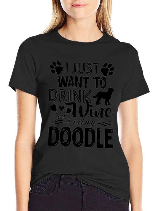 Wine & Doodle Lover Tee - Pet My Doodle