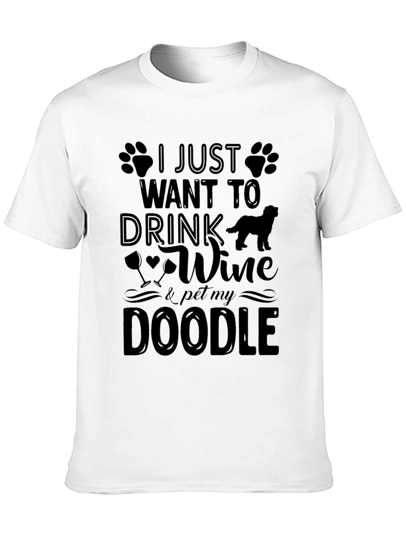 Wine & Doodle Lover Tee - Pet My Doodle