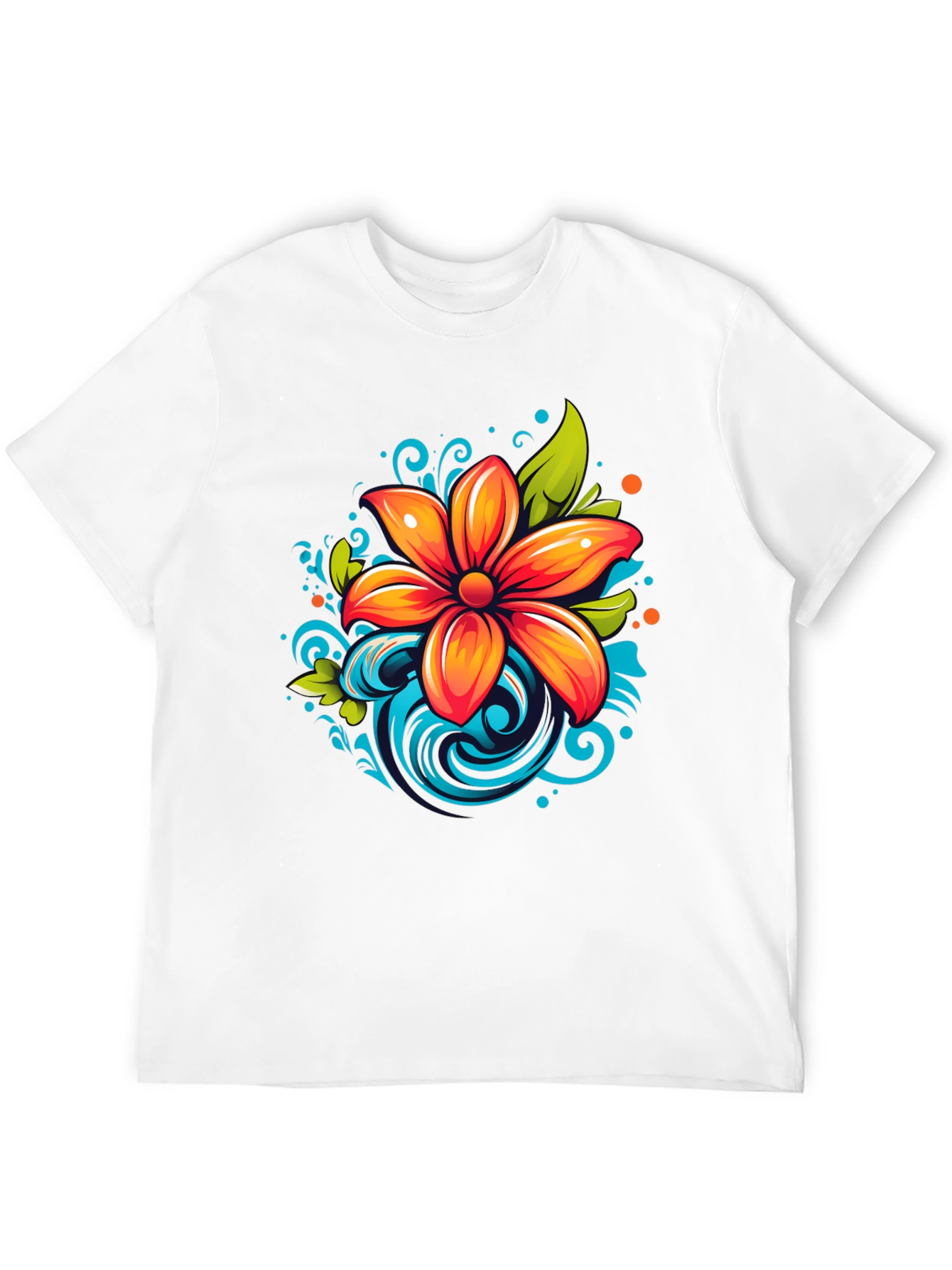 Vibrant Flower Graphic Black T-Shirt