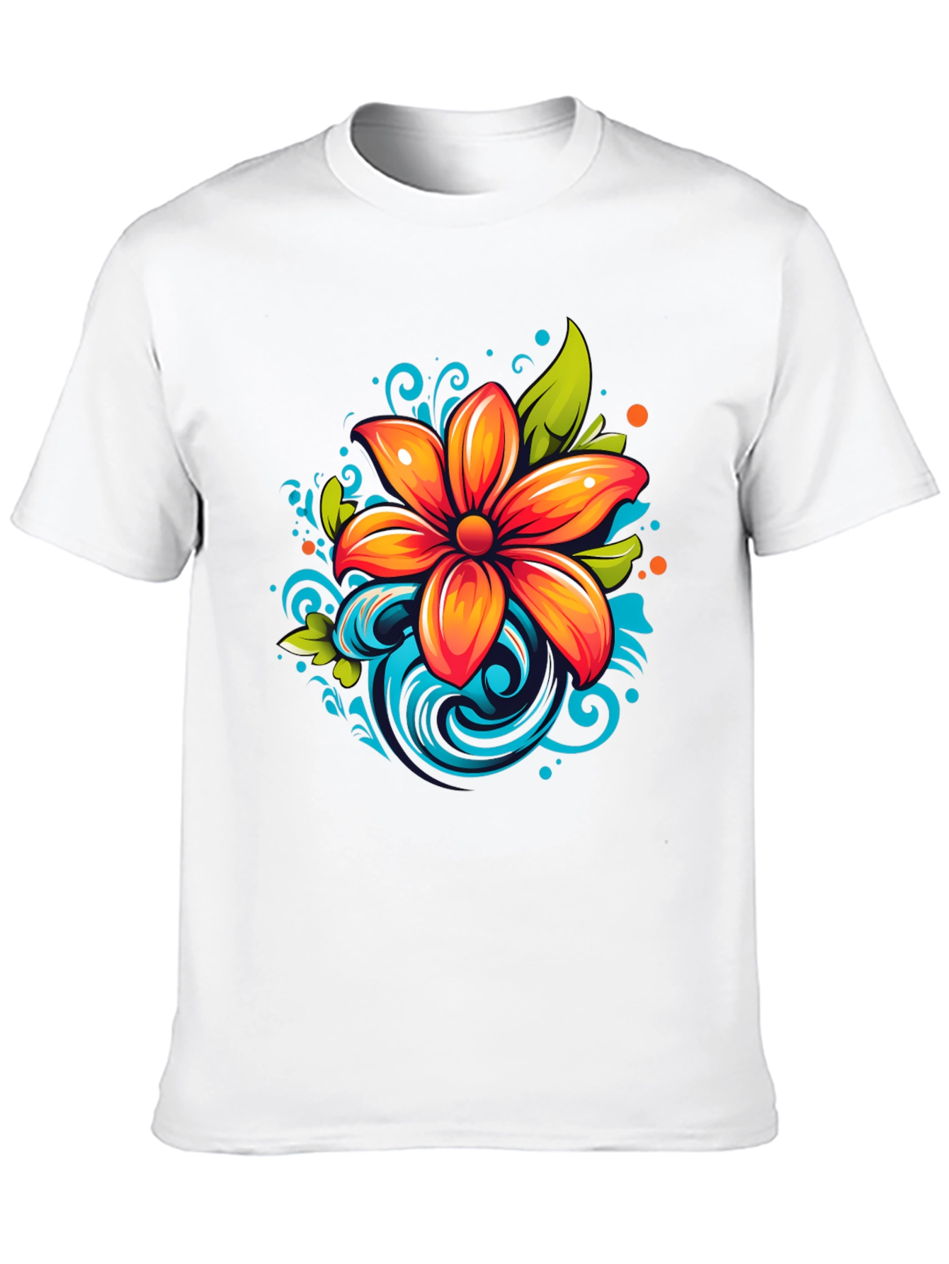 Vibrant Flower Graphic Black T-Shirt