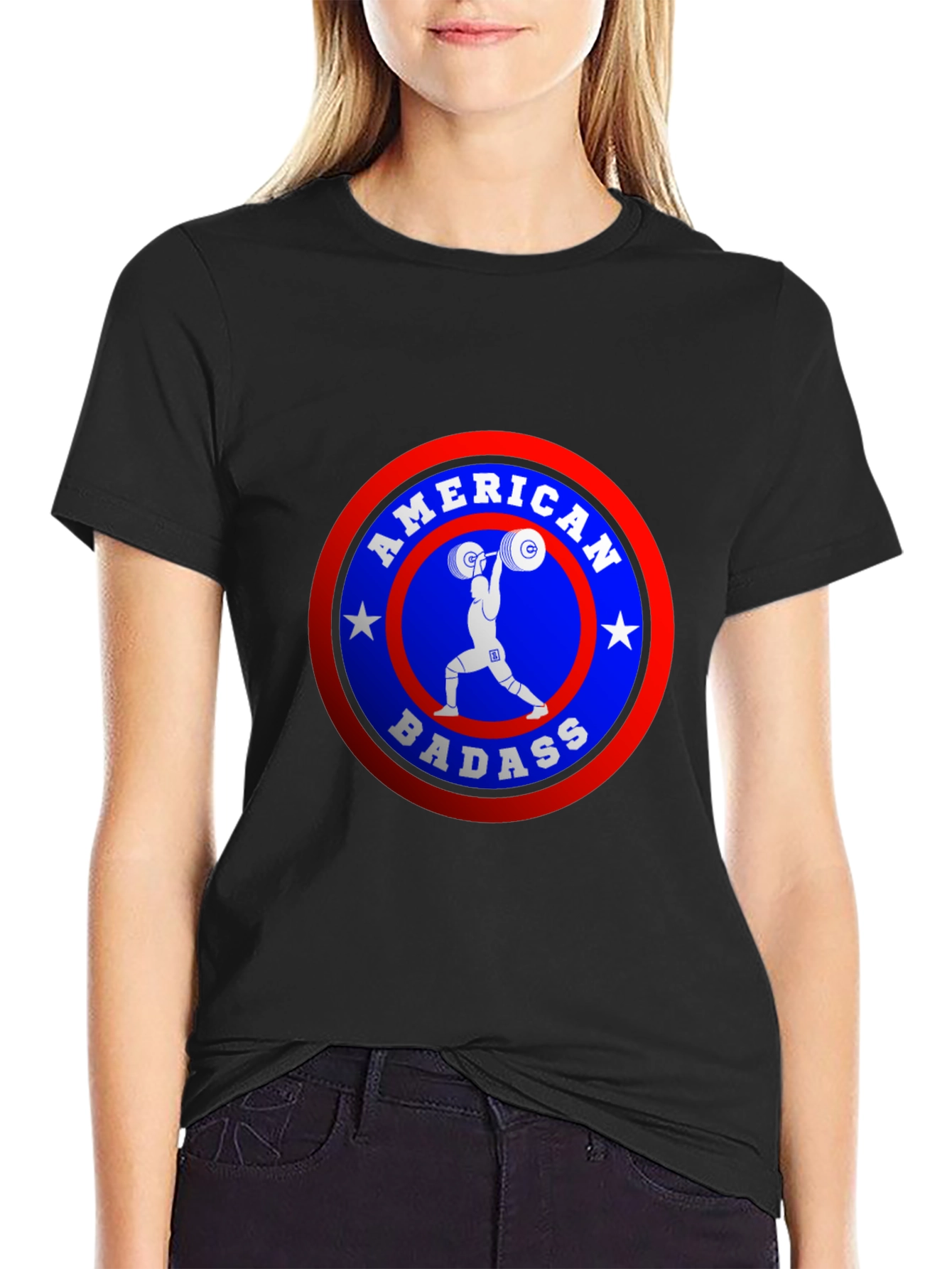 American Badass Weightlifting T-Shirt - Patriotic Pride!