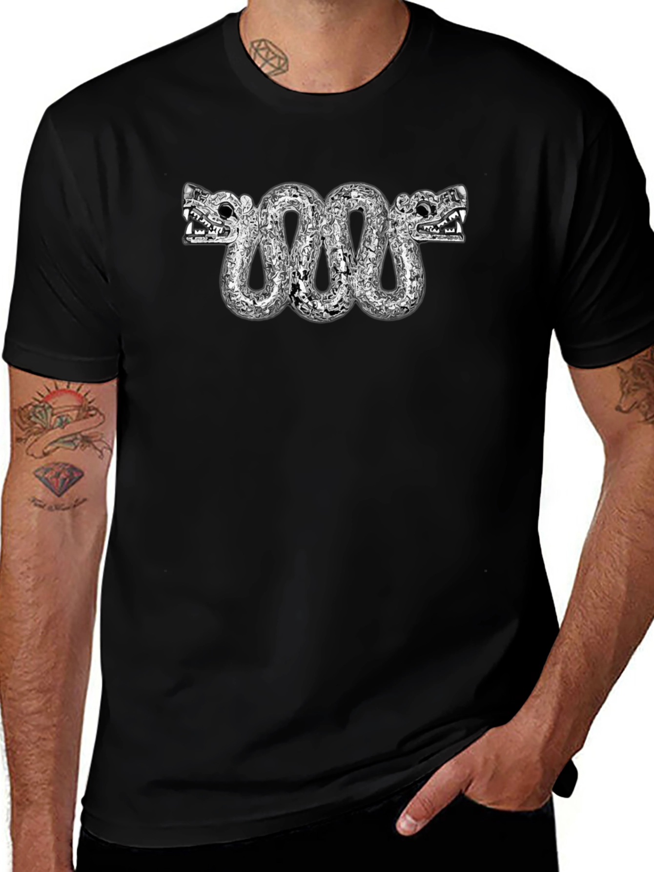 Aztec Serpent T-Shirt - Black Cotton Tee