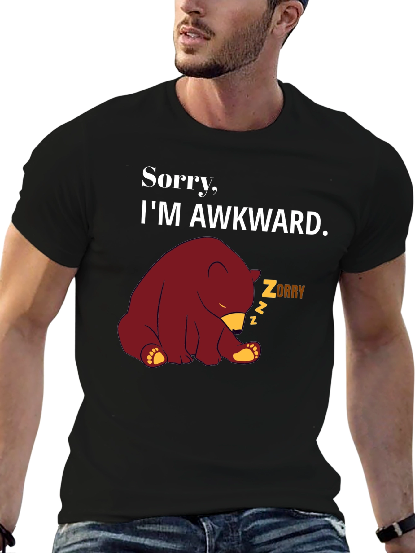 Awkward Bear Graphic Tee - Funny Novelty T-Shirt