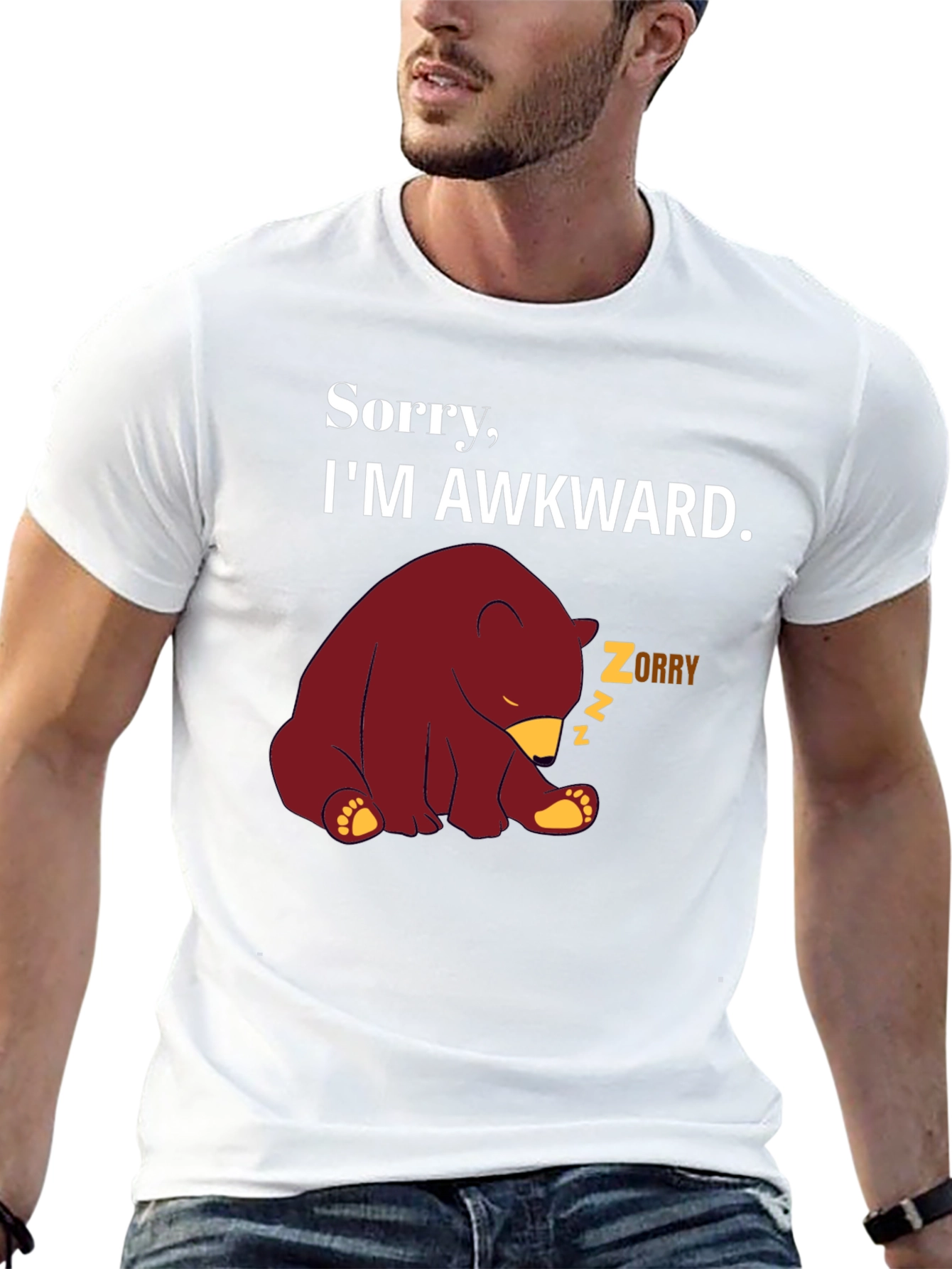 Awkward Bear Graphic Tee - Funny Novelty T-Shirt