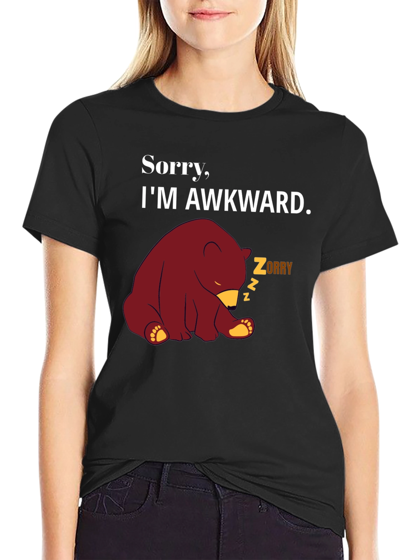Awkward Bear Graphic Tee - Funny Novelty T-Shirt