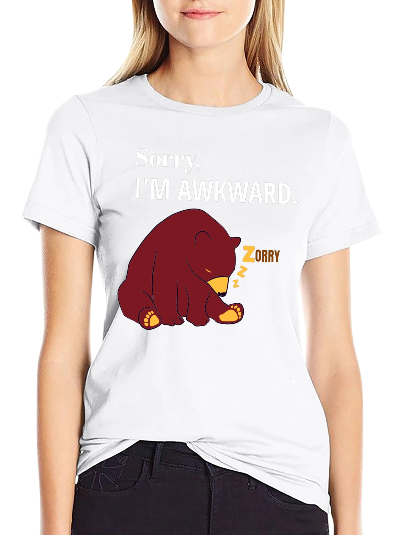 Awkward Bear Graphic Tee - Funny Novelty T-Shirt
