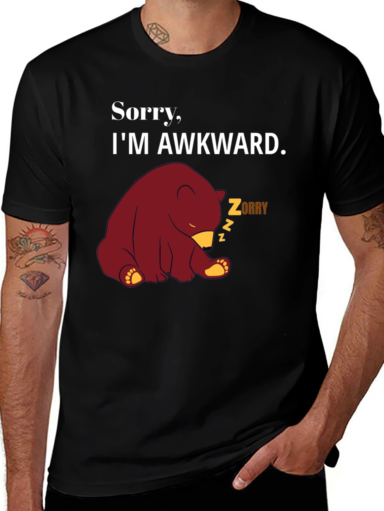 Awkward Bear Graphic Tee - Funny Novelty T-Shirt