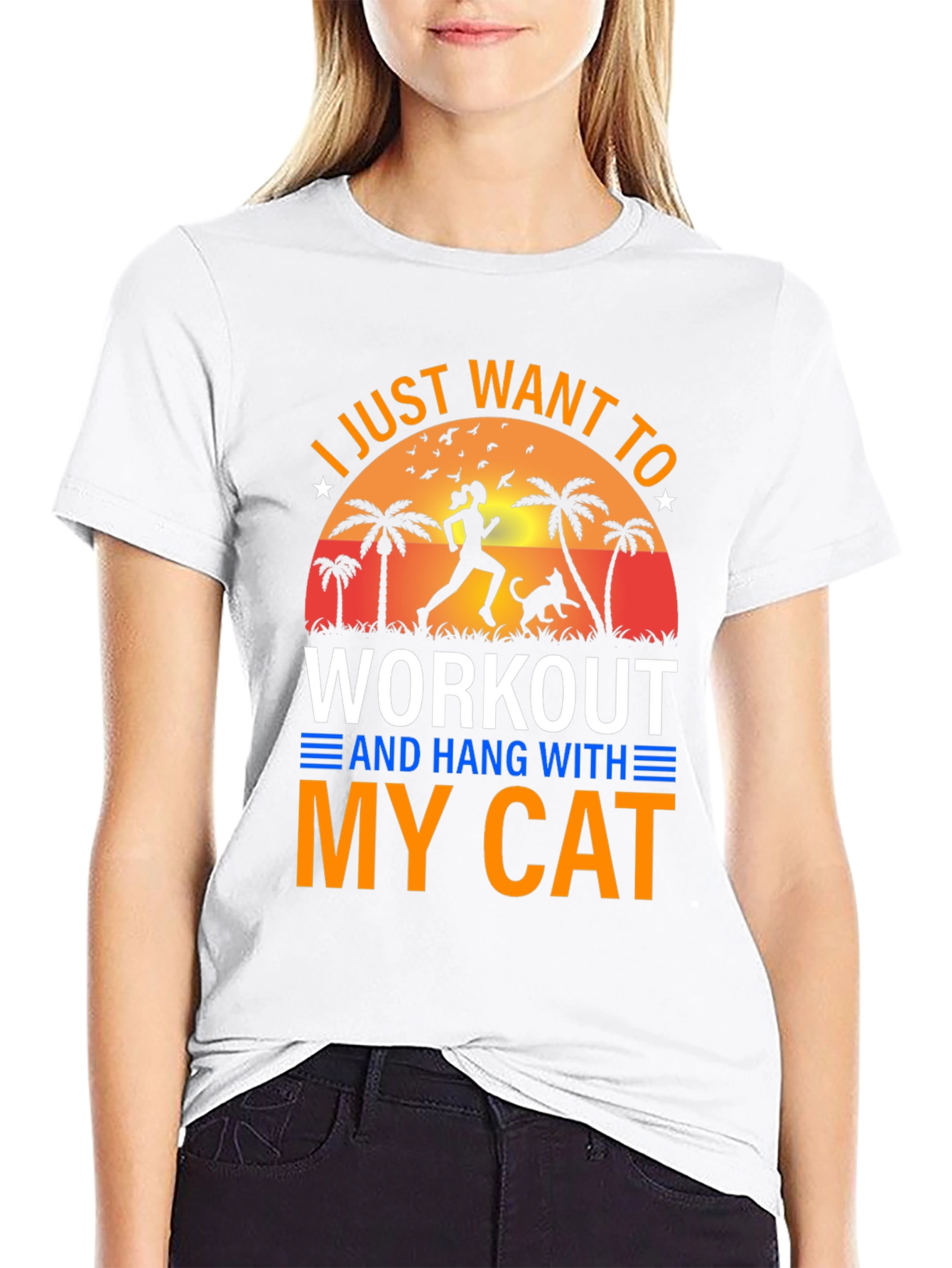 Workout With My Cat Graphic Tee