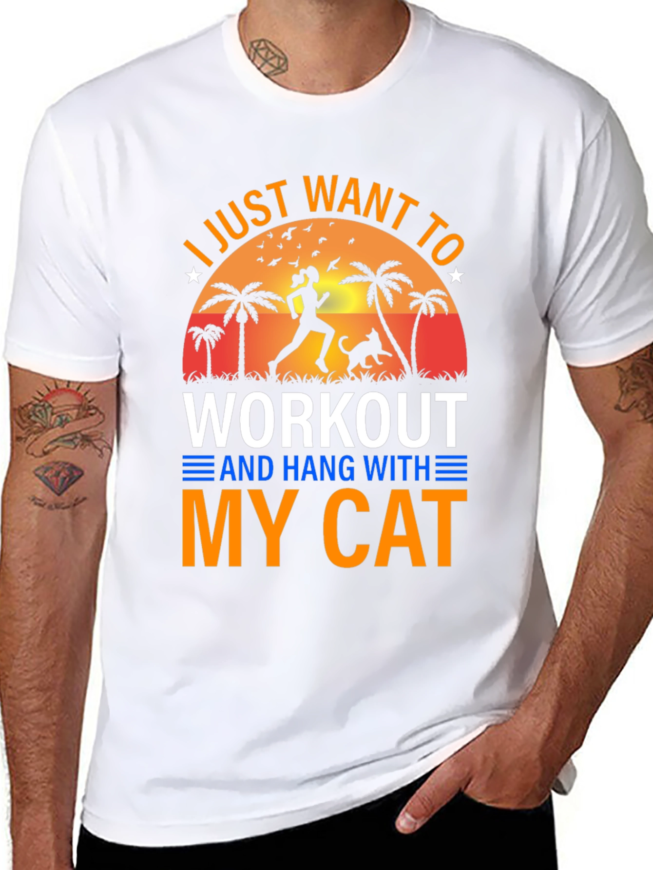 Workout With My Cat Graphic Tee