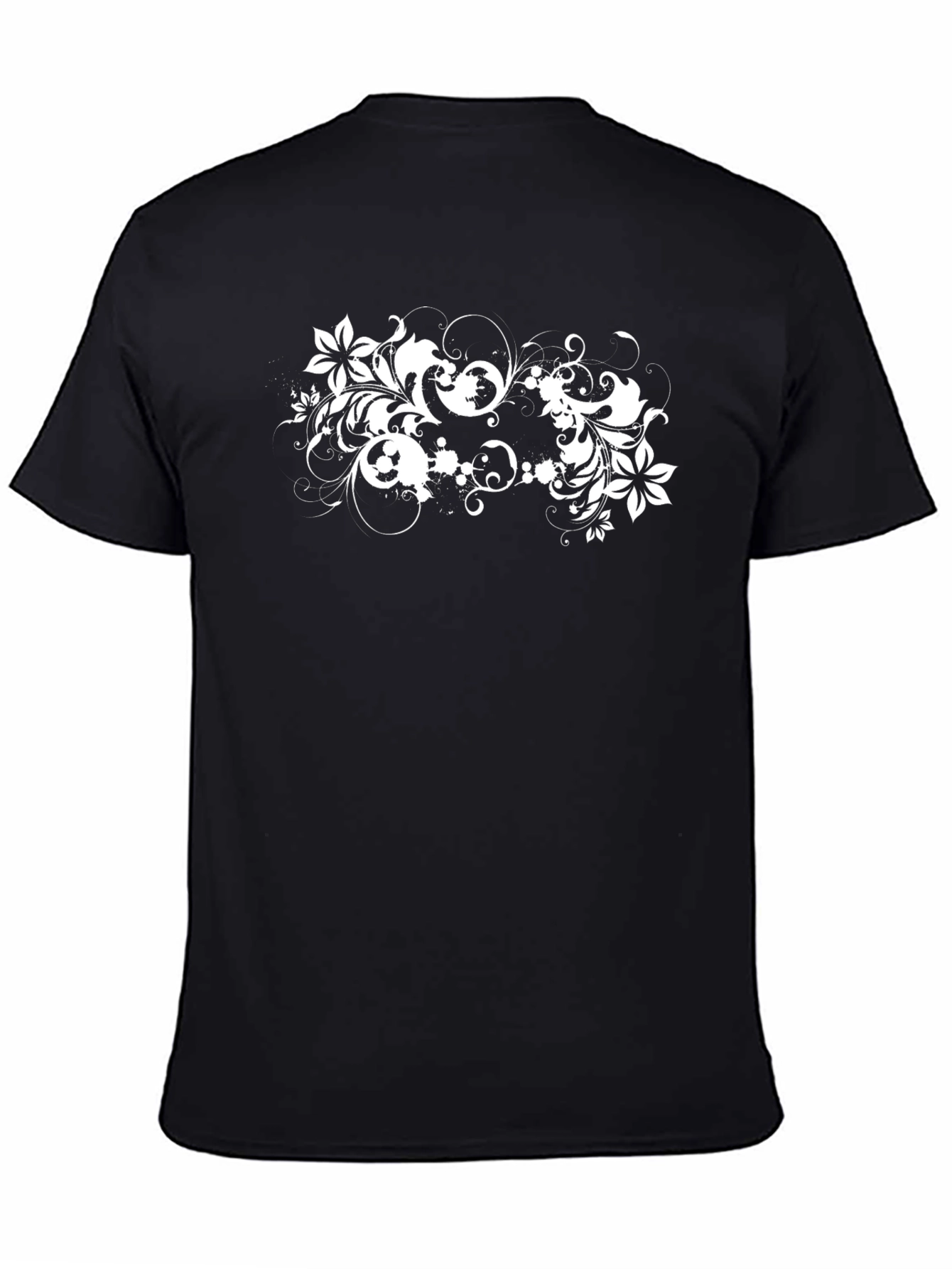 Stylish Black Tee with Floral Design