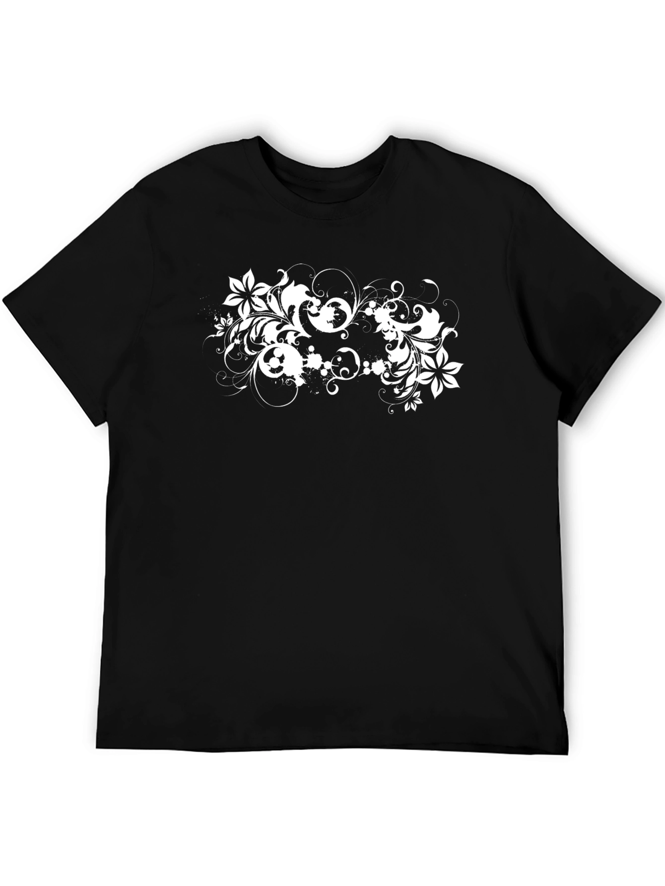 Stylish Black Tee with Floral Design
