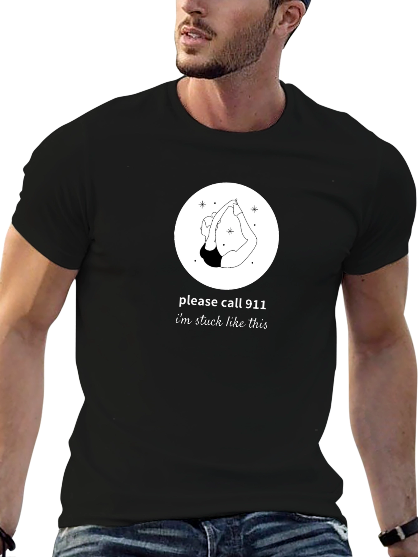 Yoga Stuck Funny Graphic T-Shirt