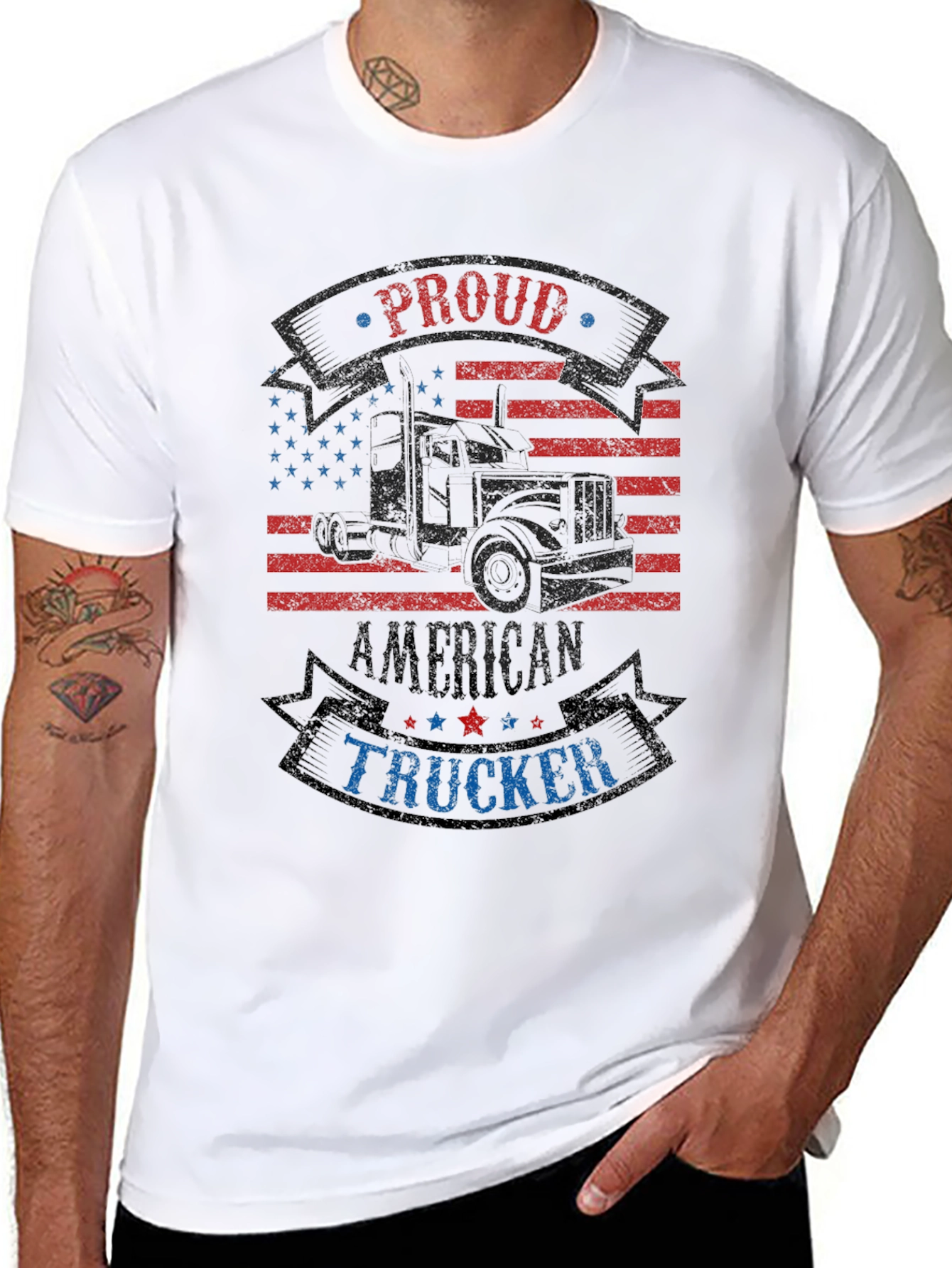 Proud American Trucker Graphic T-Shirt