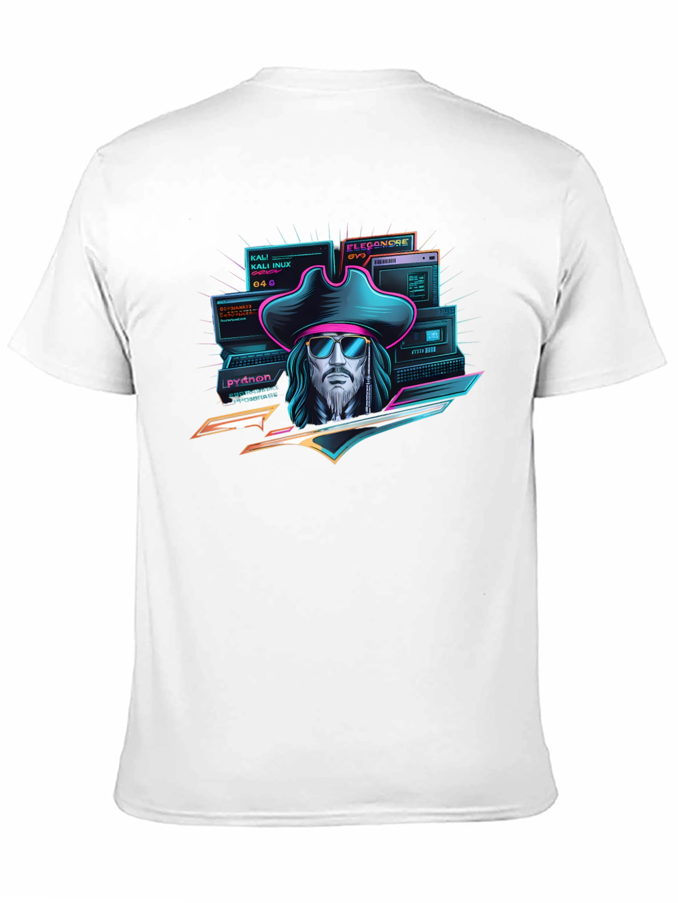 Cyberpunk Pirate T-Shirt - Hacker Captain Design