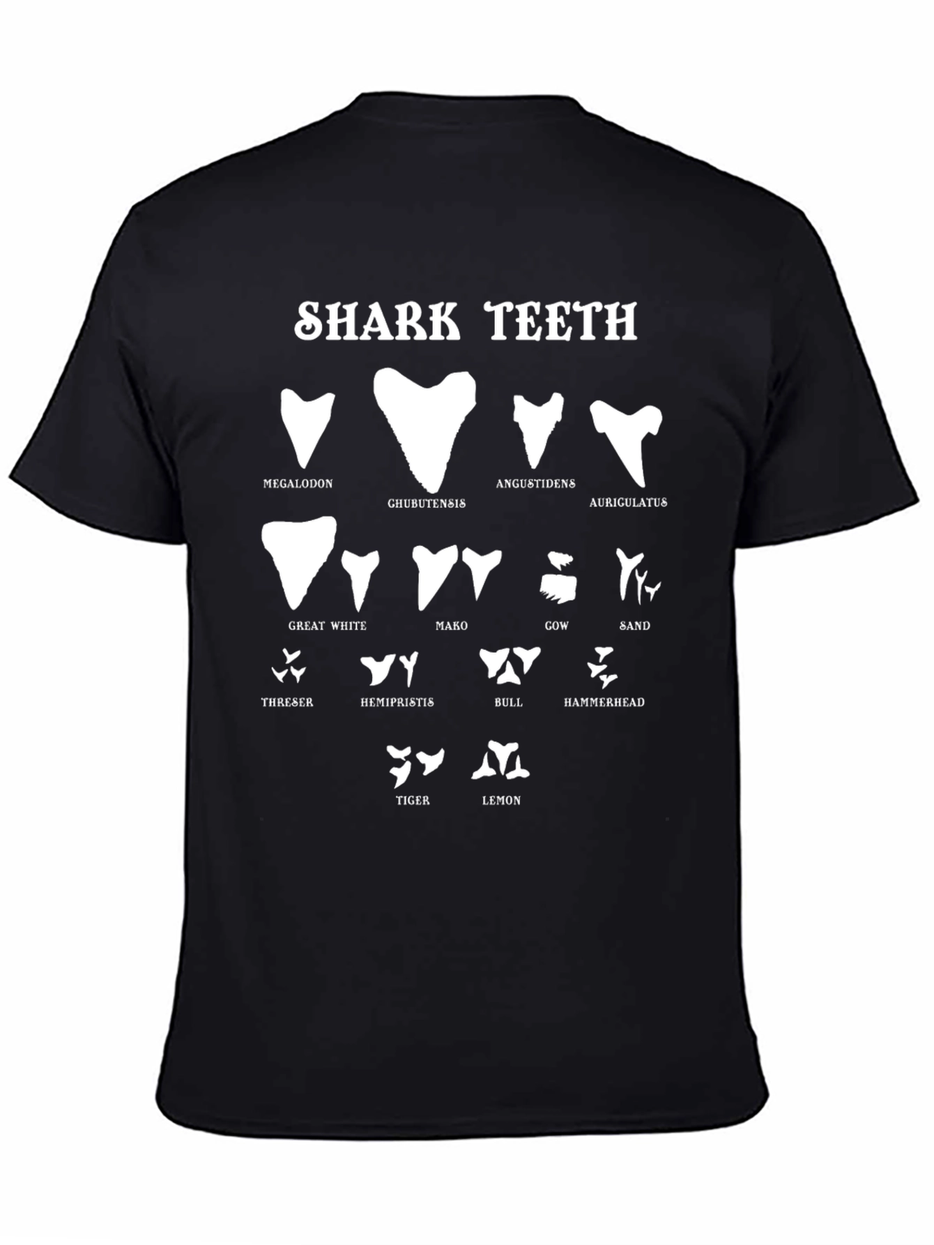 Shark Teeth Species Black T-Shirt