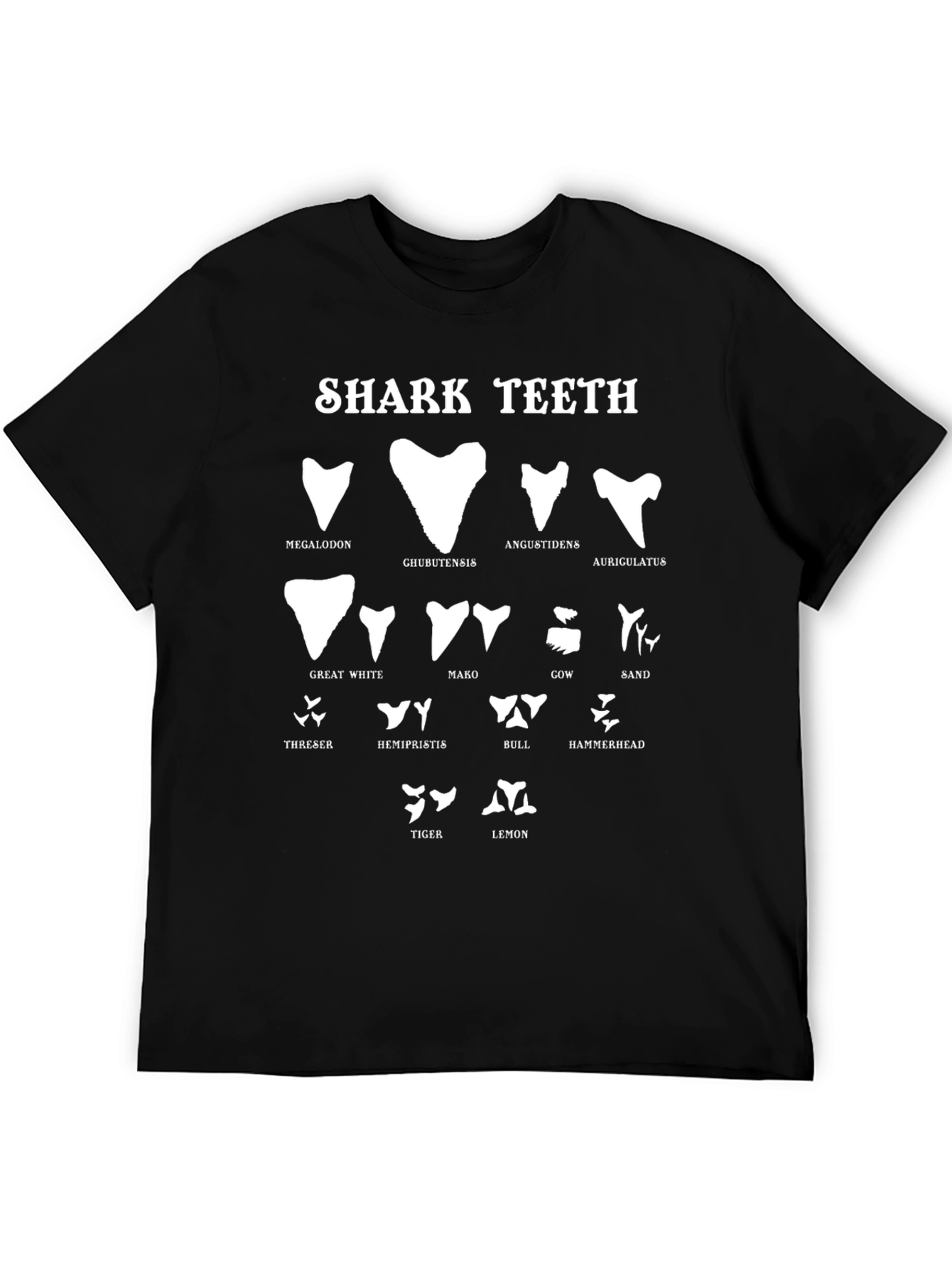 Shark Teeth Species Black T-Shirt
