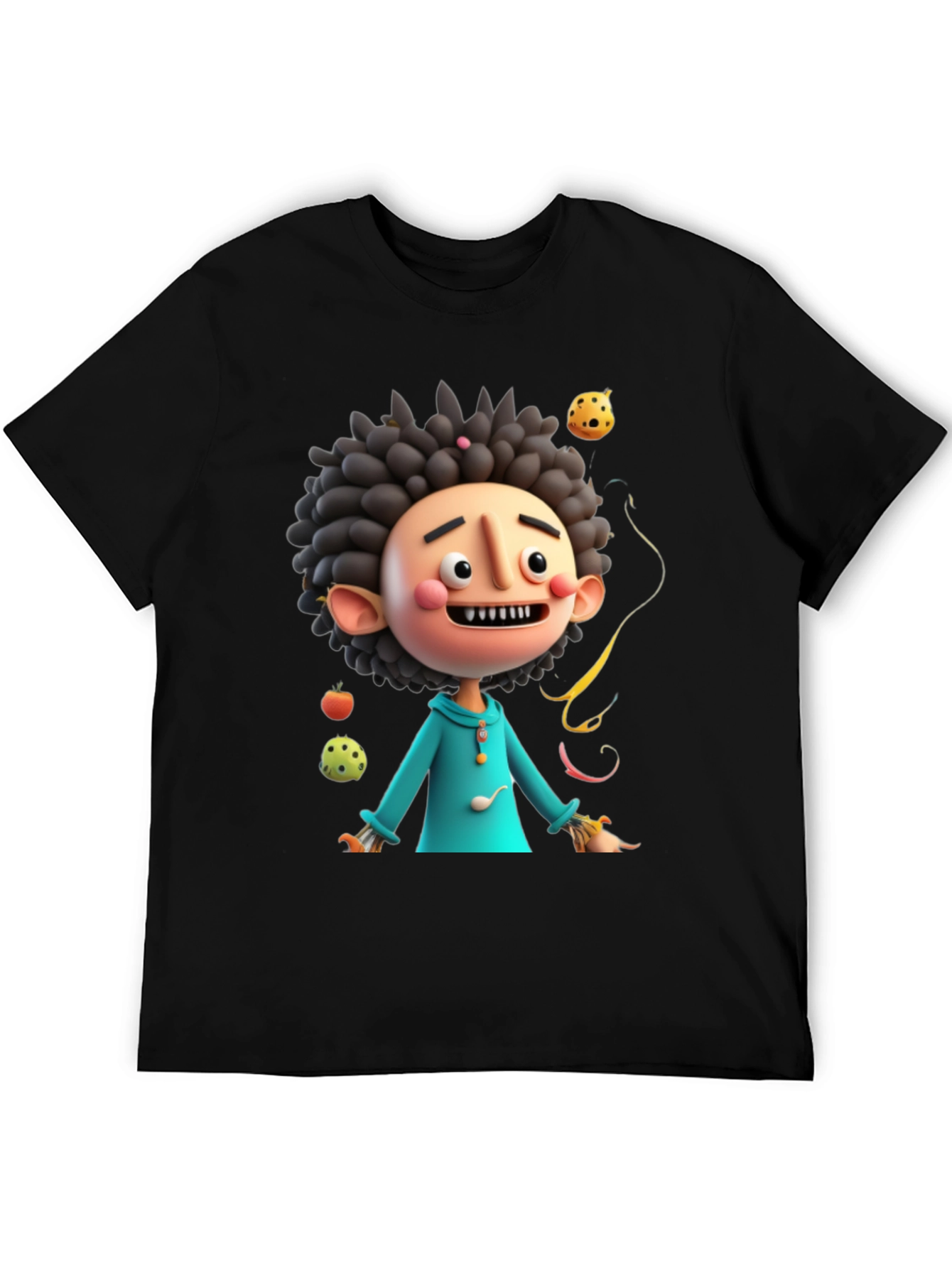 Fun Cartoon Character Black T-Shirt