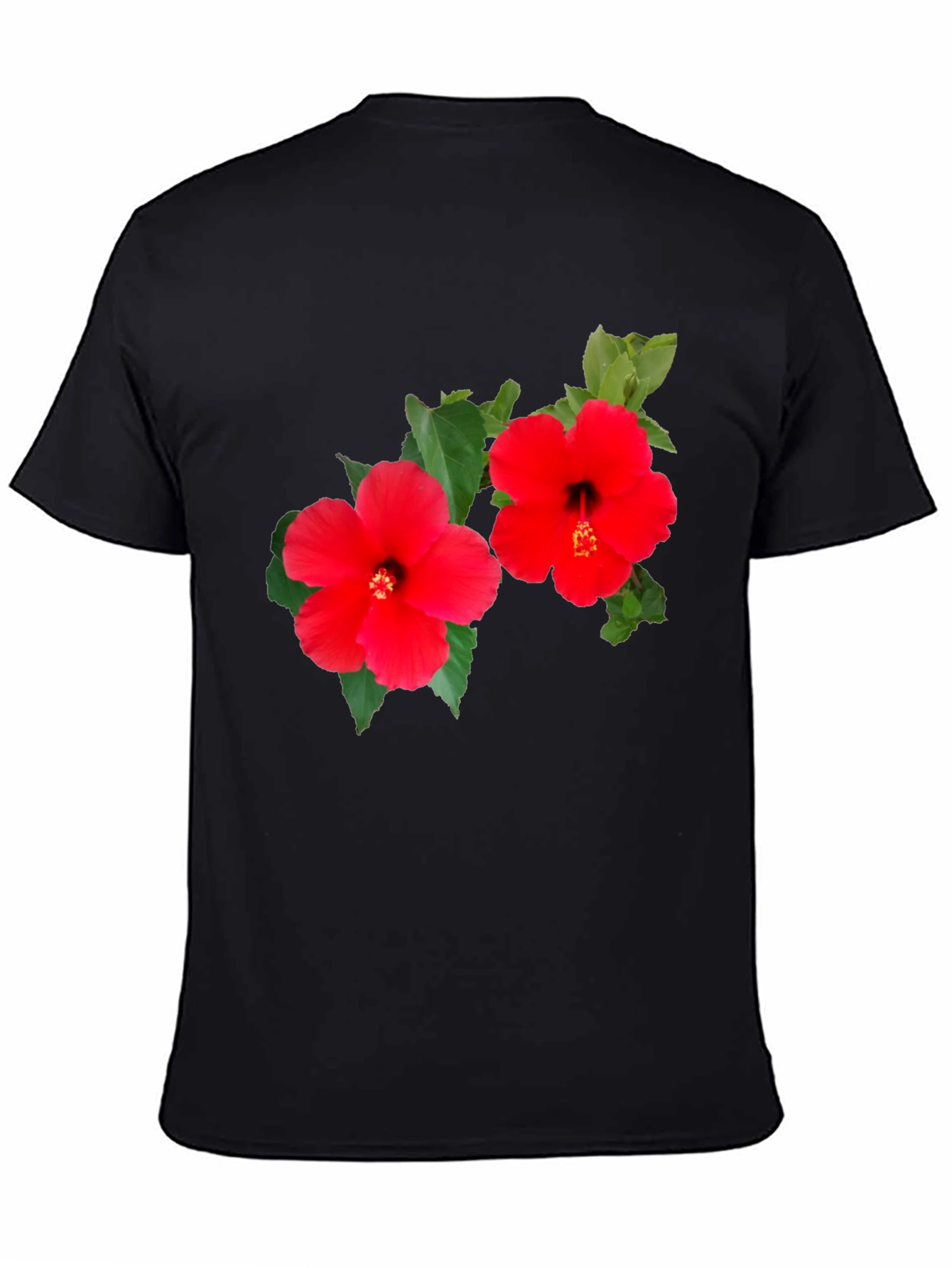Black Hibiscus Flower Graphic T-Shirt