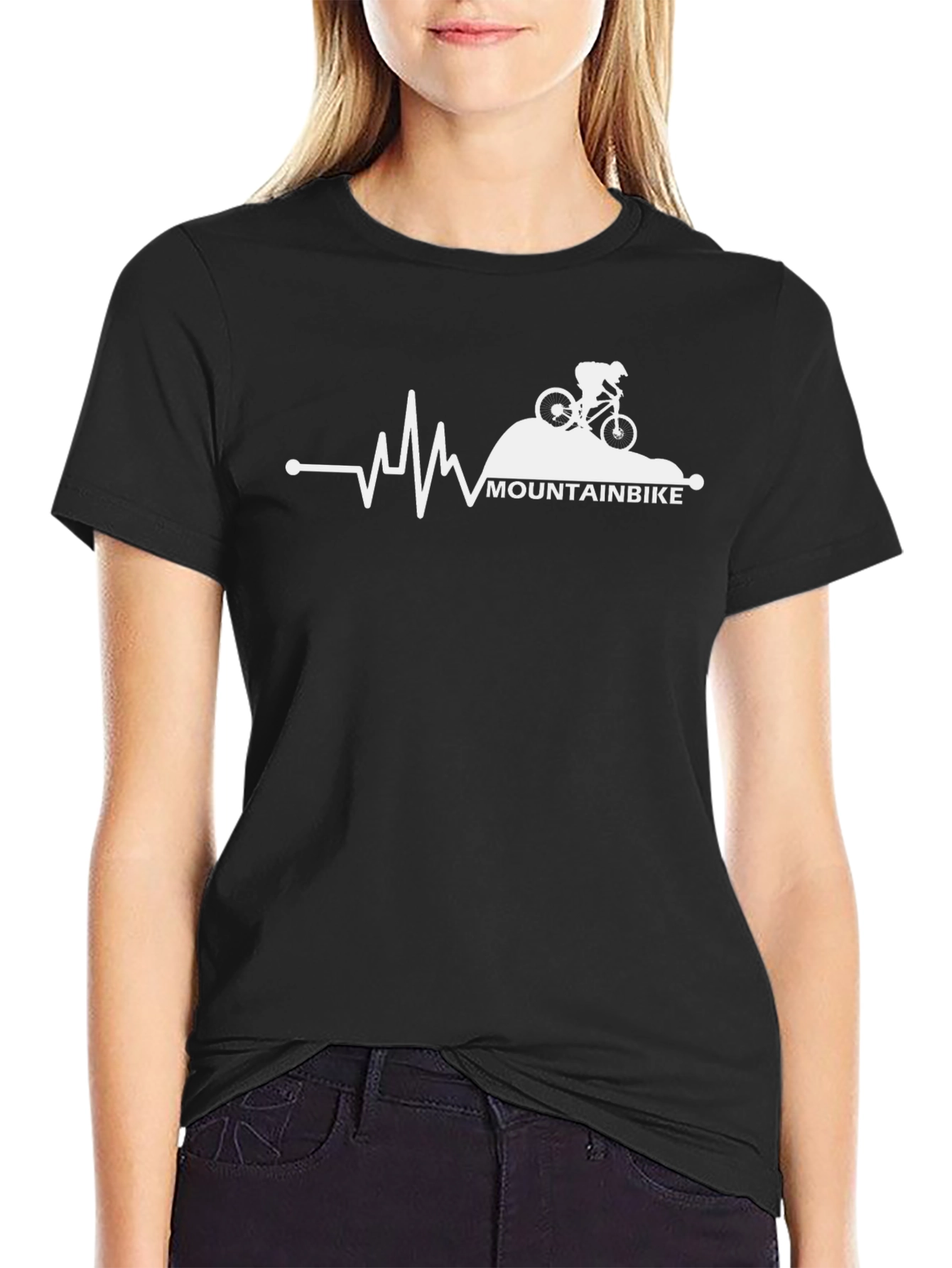 Mountain Bike Heartbeat Graphic Tee - Black