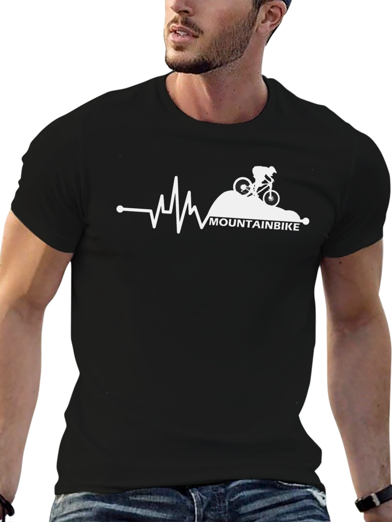 Mountain Bike Heartbeat Graphic Tee - Black