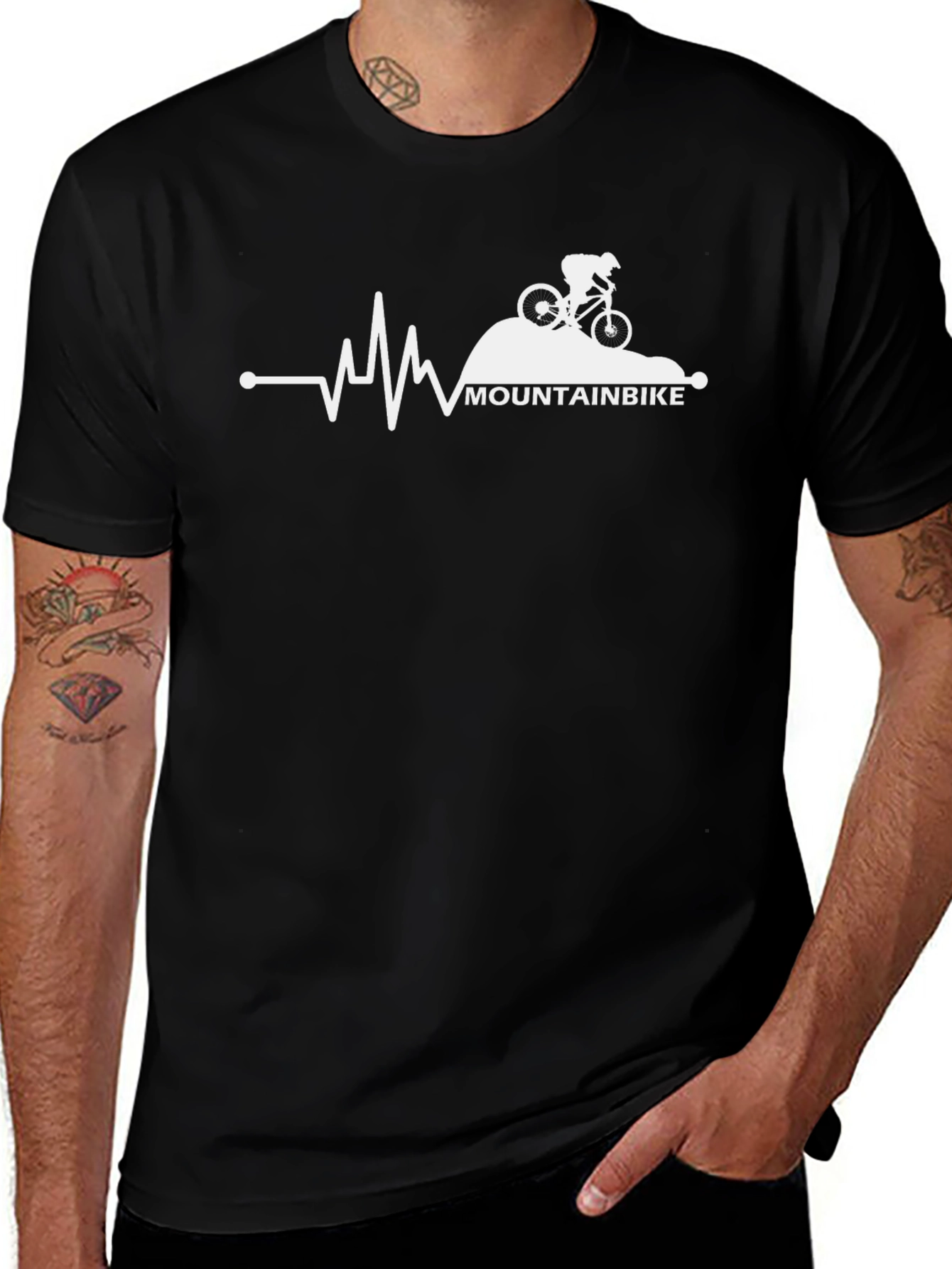 Mountain Bike Heartbeat Graphic Tee - Black