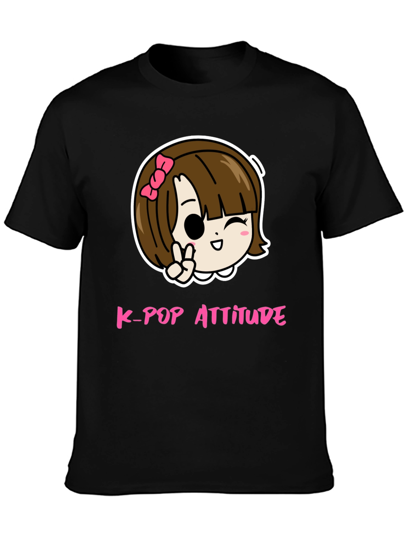 K-Pop Attitude Black Graphic Tee