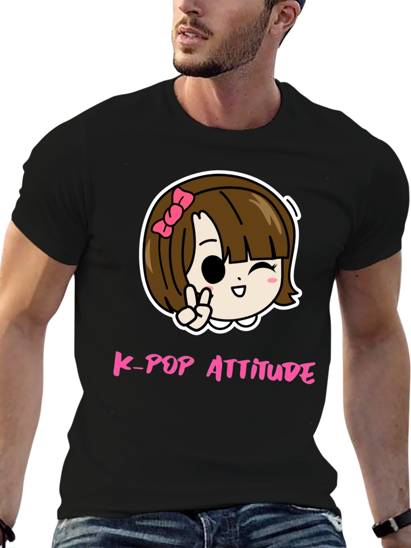 K-Pop Attitude Black Graphic Tee