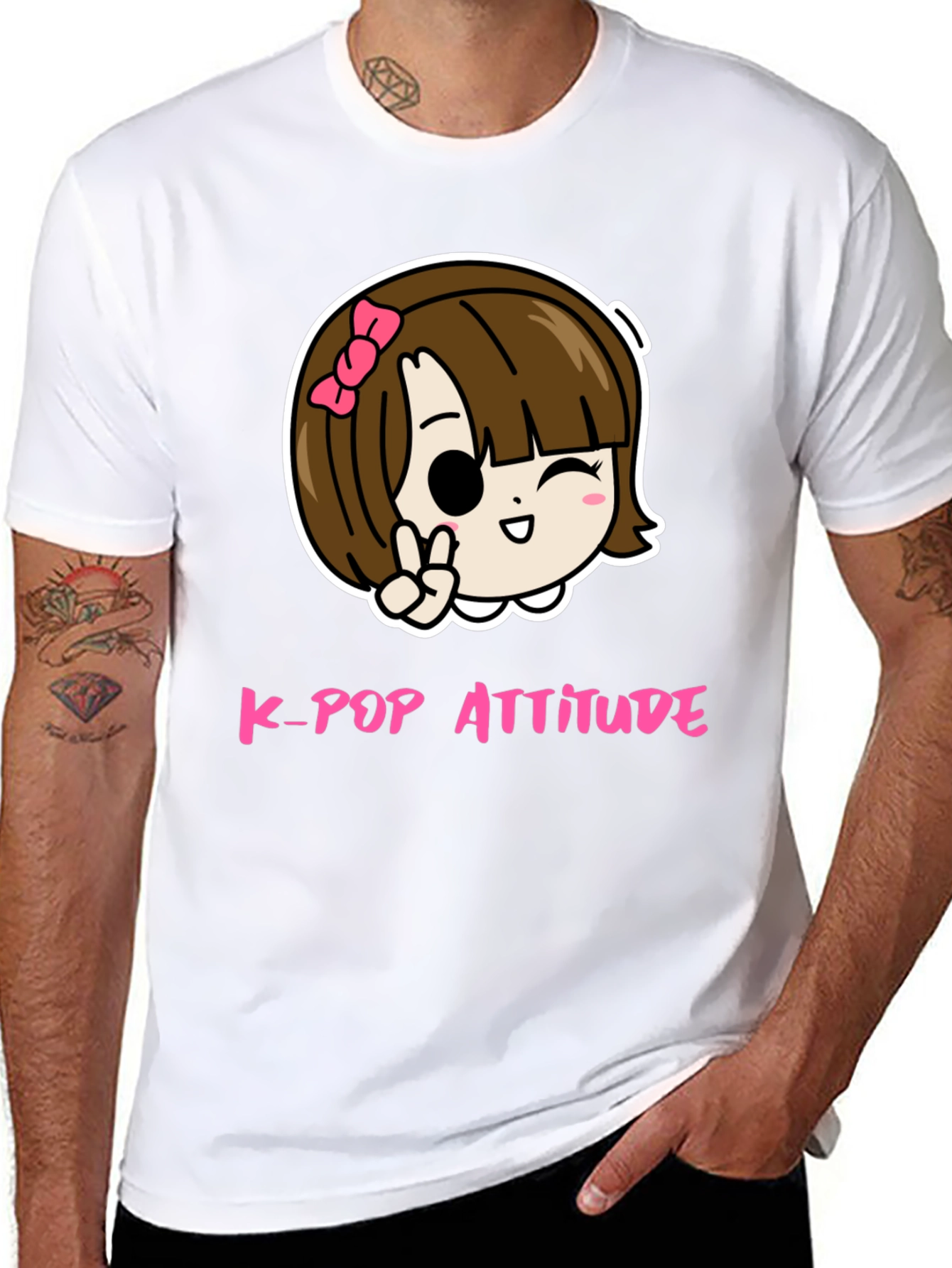 K-Pop Attitude Black Graphic Tee