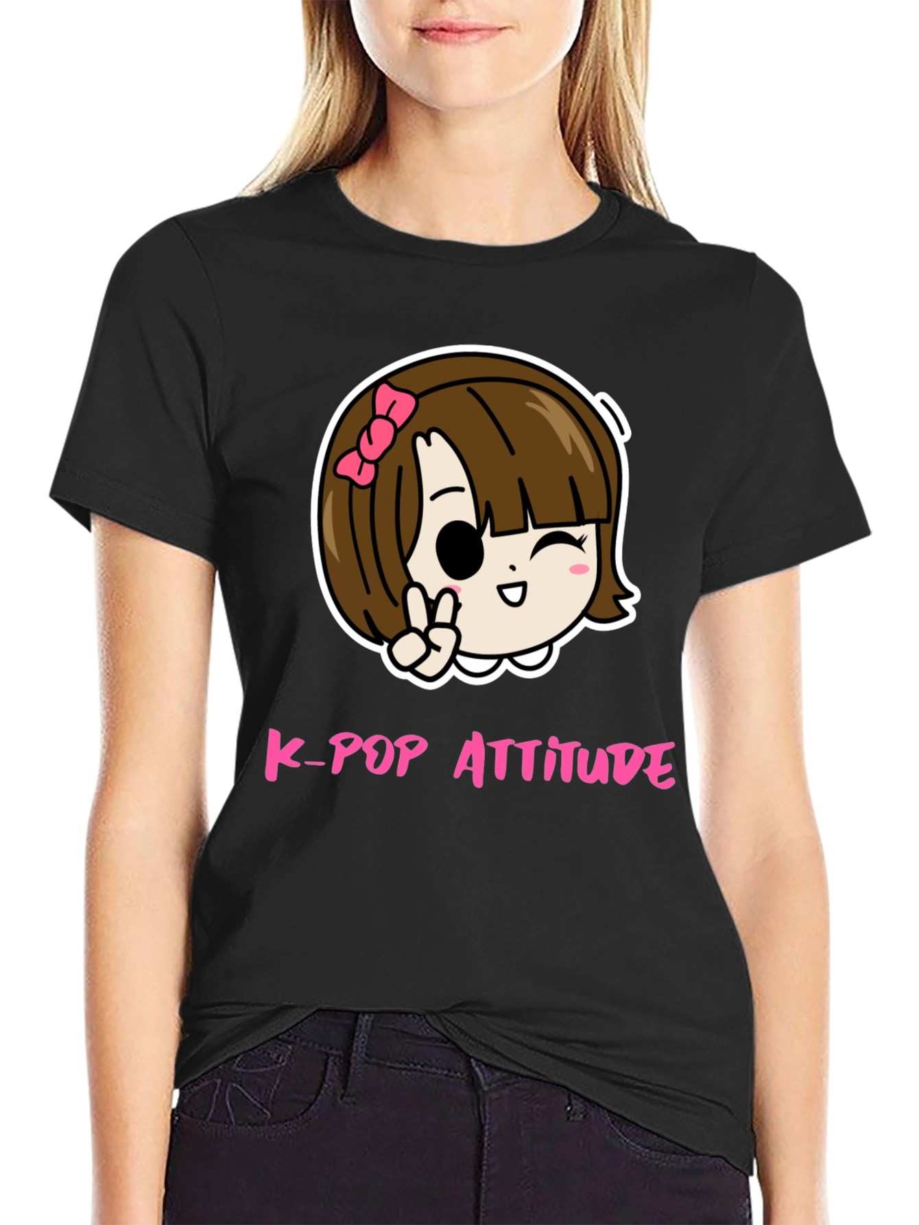 K-Pop Attitude Black Graphic Tee
