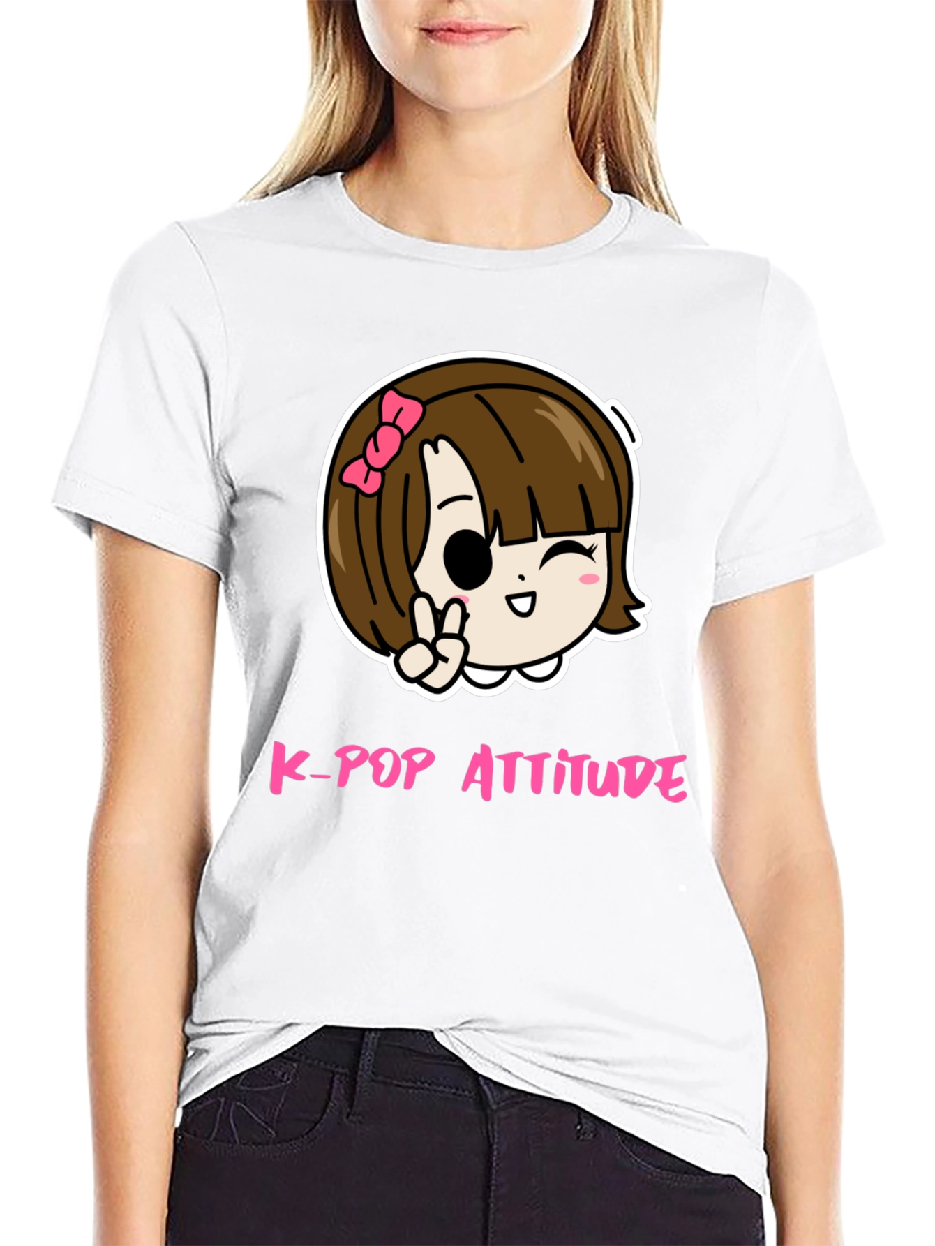 K-Pop Attitude Black Graphic Tee